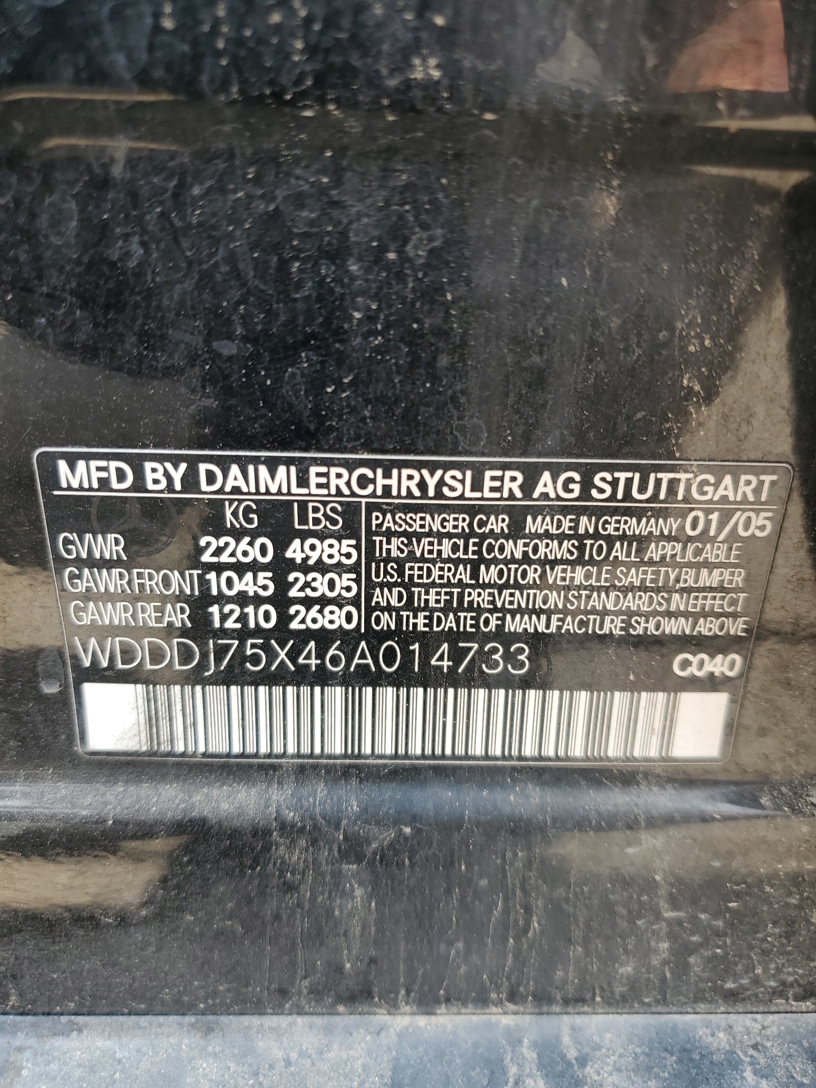 WDDDJ75X46A014733 2006 Mercedes-Benz Cls 500C