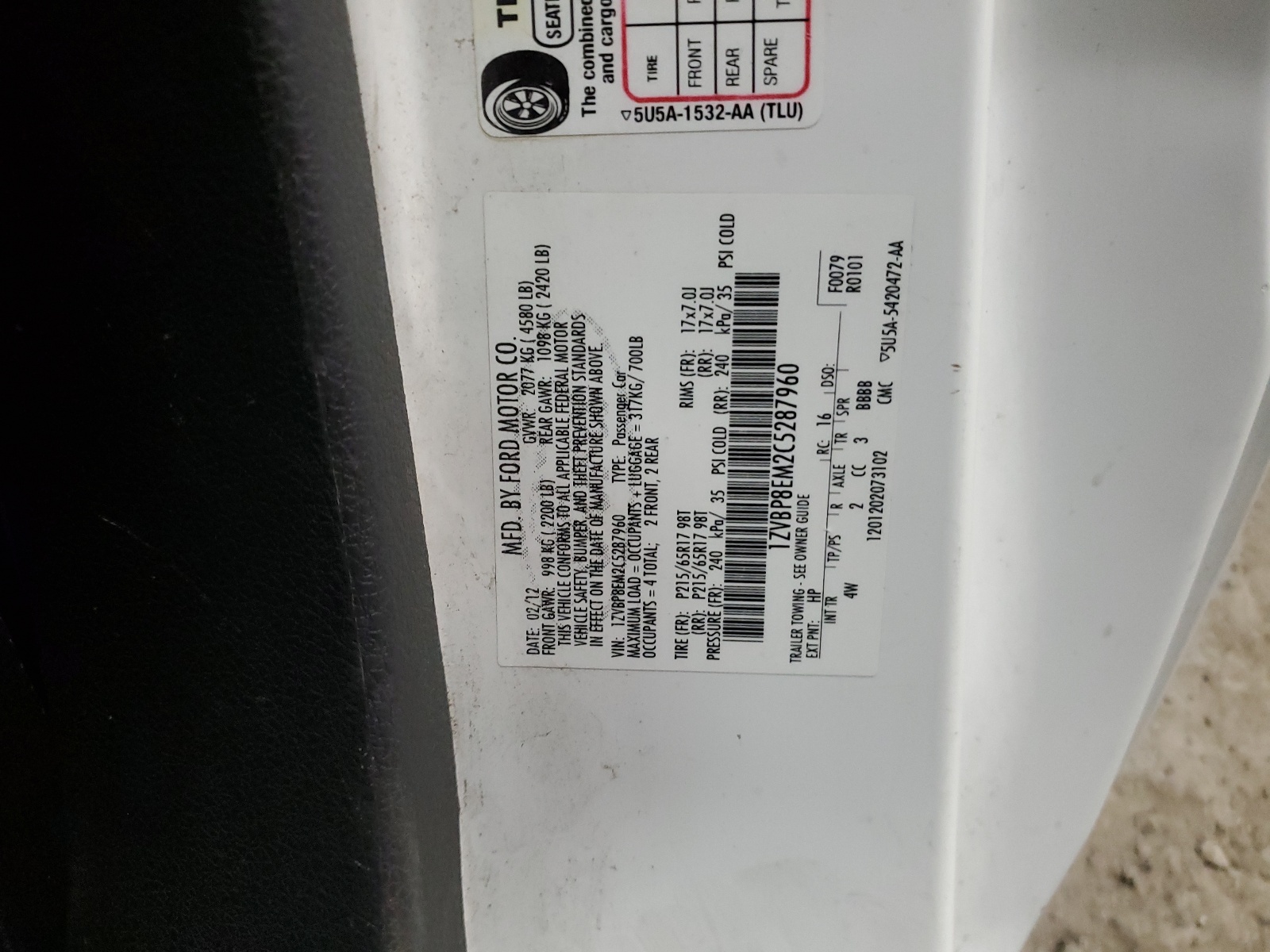 1ZVBP8EM2C5287960 2012 Ford Mustang