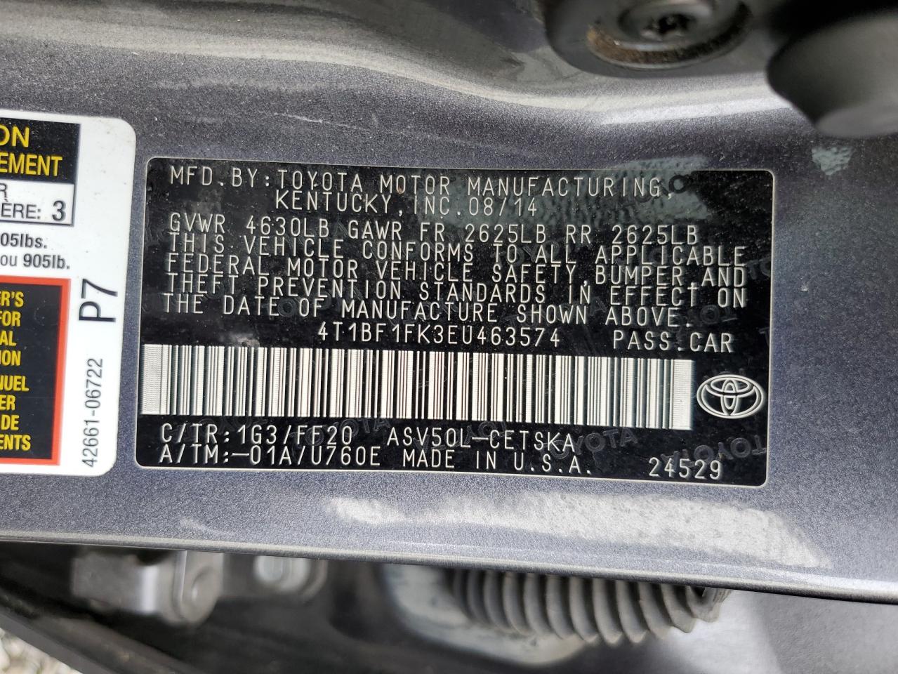 4T1BF1FK3EU463574 2014 Toyota Camry L