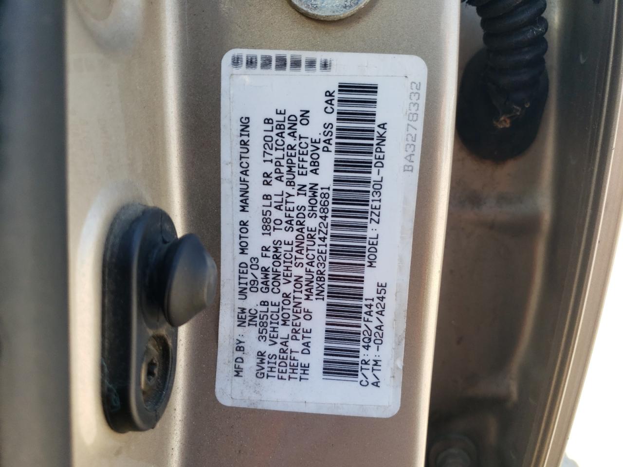 2004 Toyota Corolla Ce VIN: 1NXBR32E14Z248681 Lot: 63928894