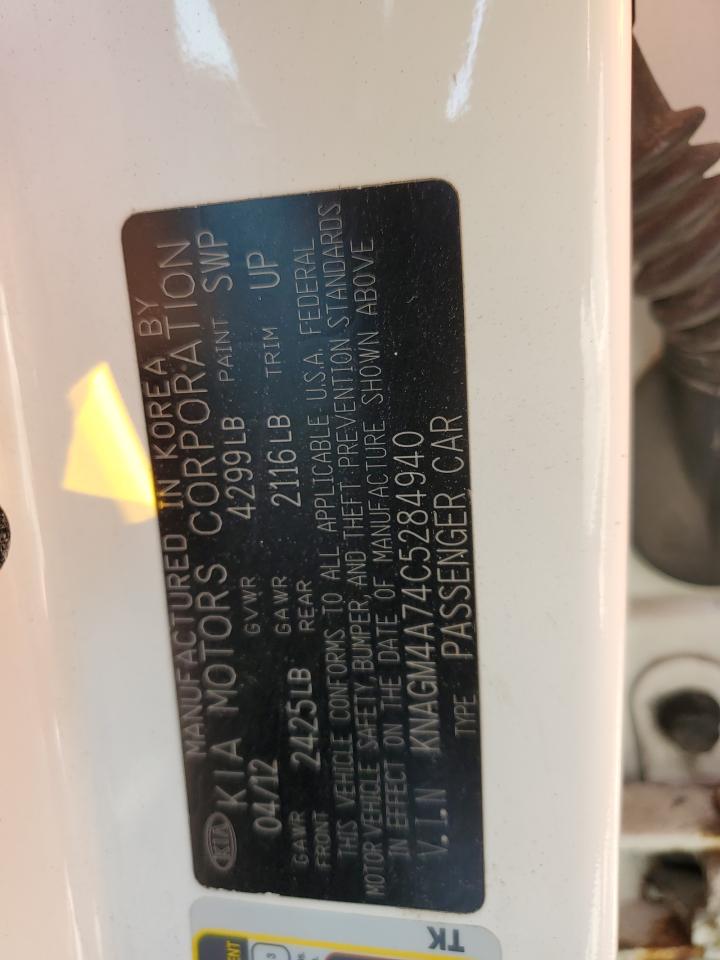 2012 Kia Optima Lx VIN: KNAGM4A74C5284940 Lot: 59778574