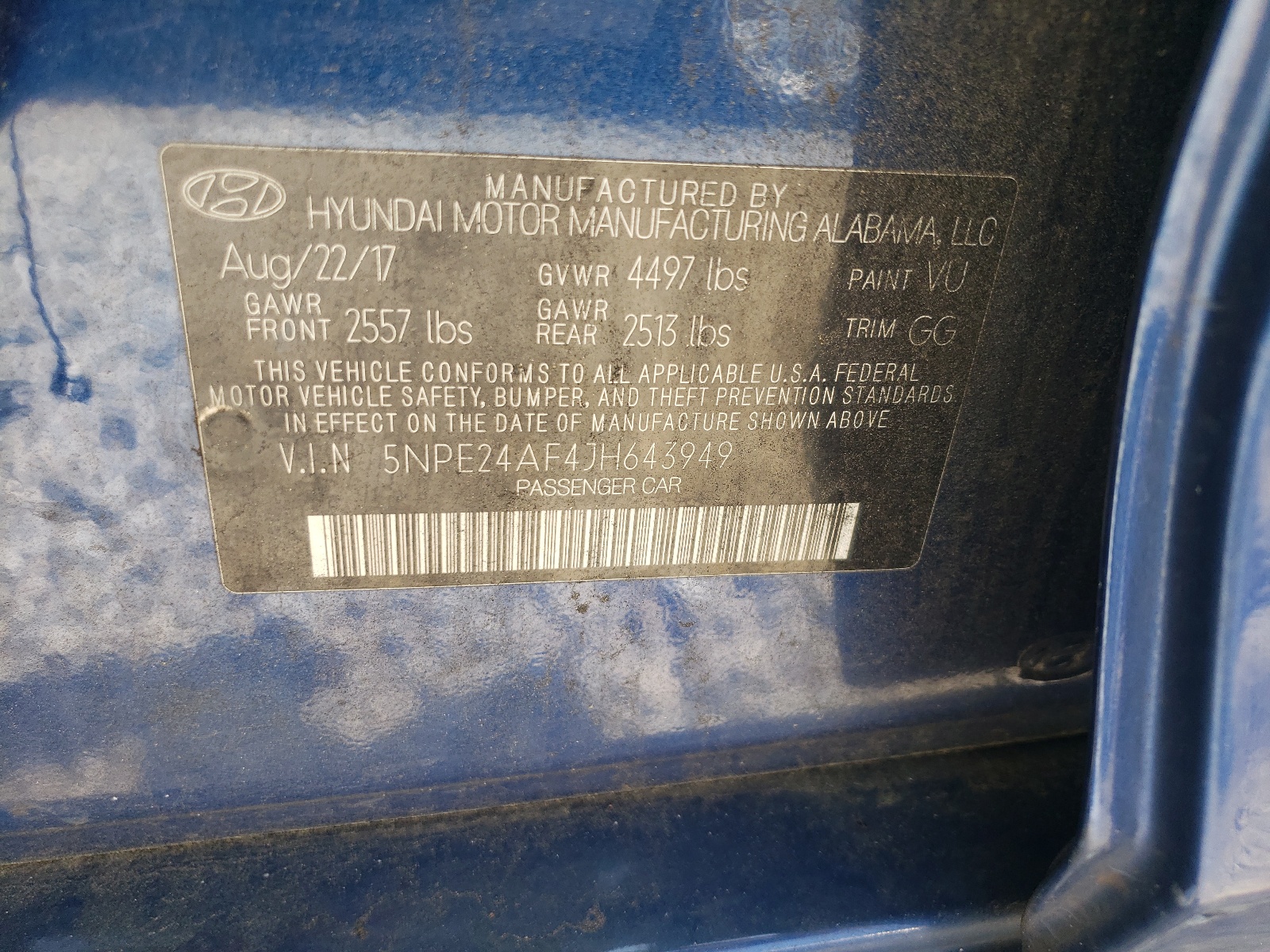 5NPE24AF4JH643949 2018 Hyundai Sonata Se