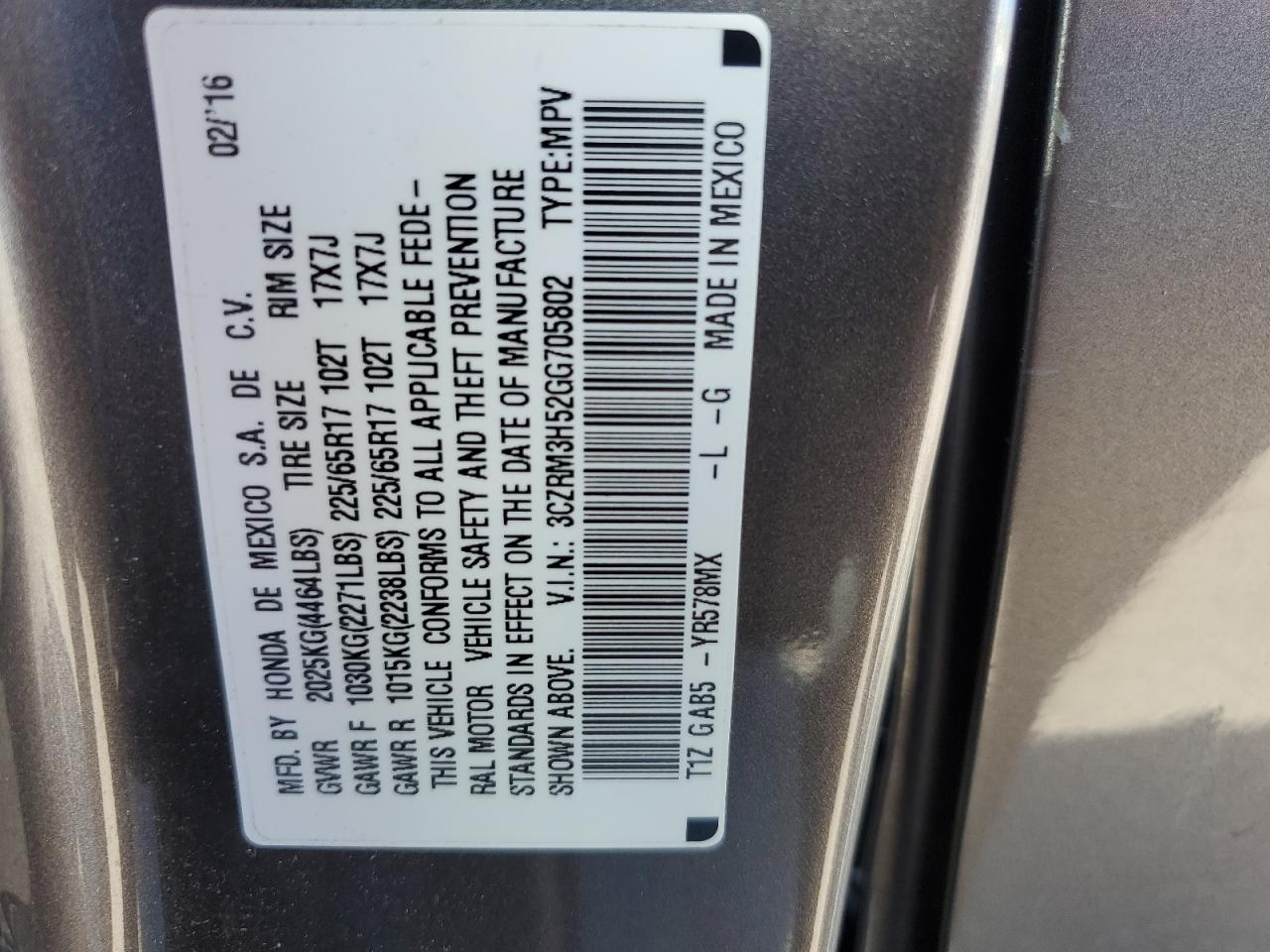 2016 Honda Cr-V Ex VIN: 3CZRM3H52GG705802 Lot: 65254344