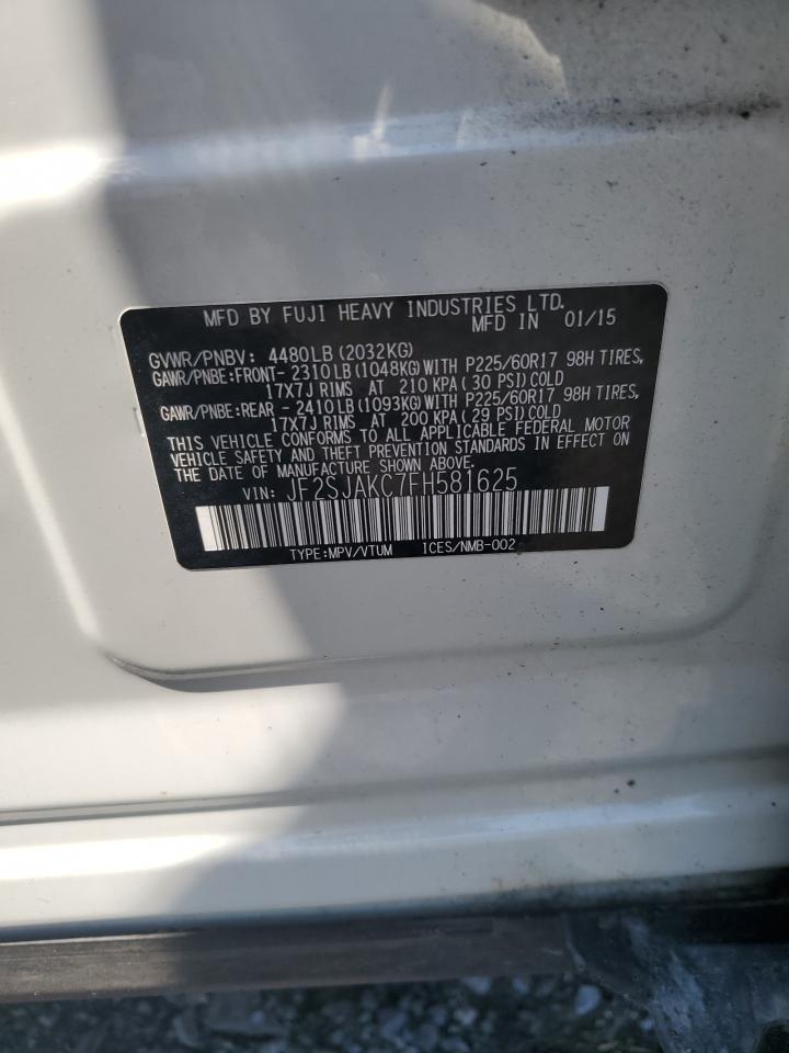 2015 Subaru Forester 2.5I Limited VIN: JF2SJAKC7FH581625 Lot: 60911214