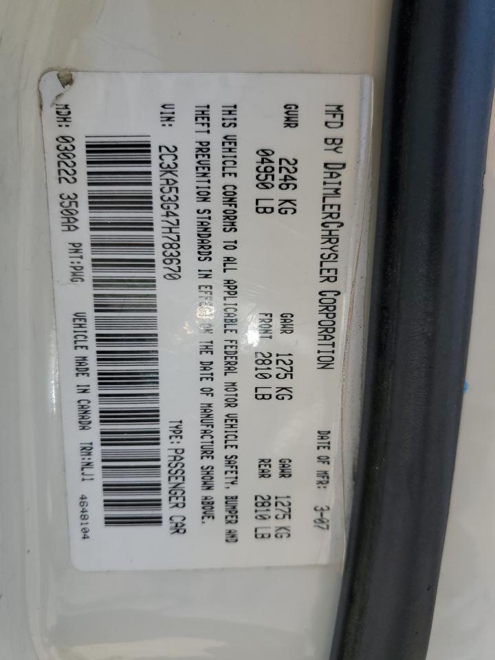 2007 Chrysler 300 Touring VIN: 2C3KA53G47H783670 Lot: 62098524