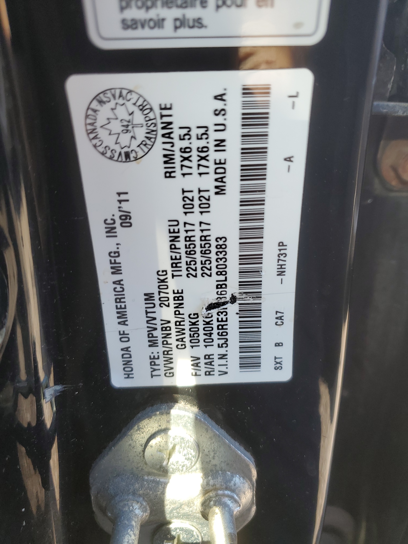 5J6RE3H36BL803383 2011 Honda Cr-V Lx