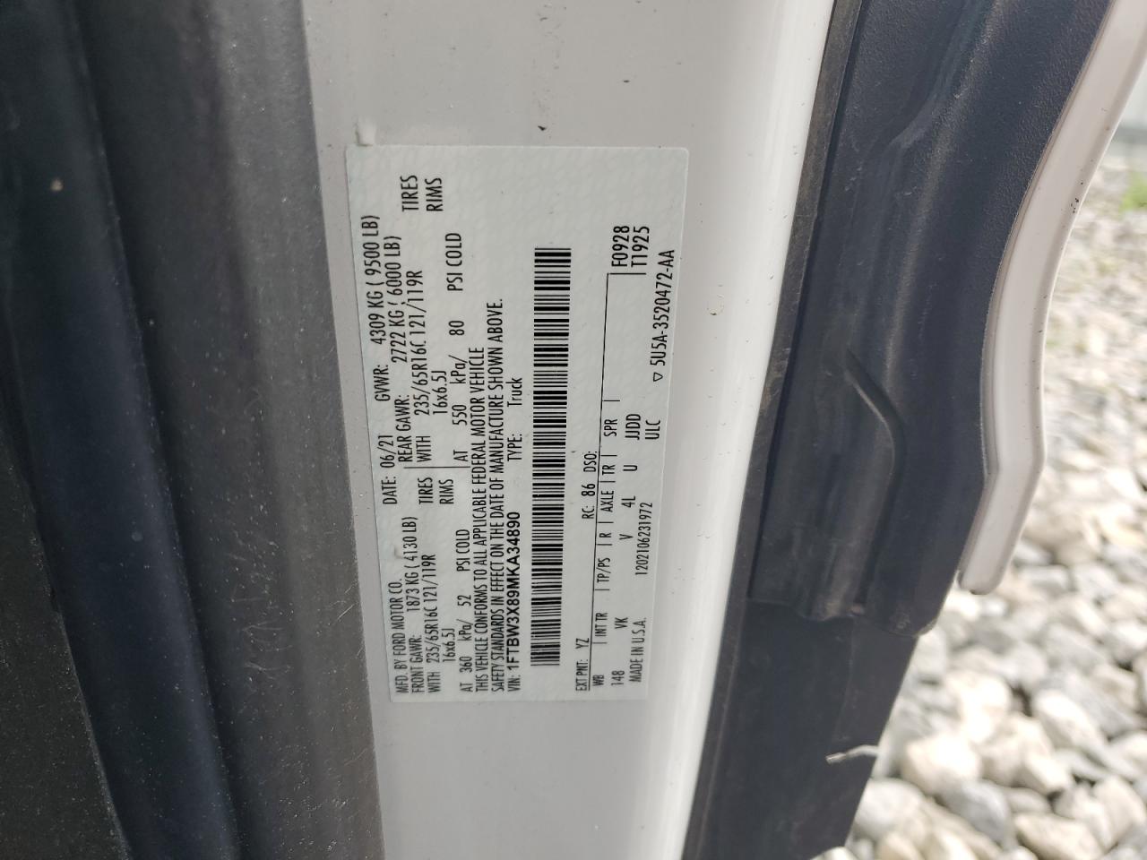 1FTBW3X89MKA34890 2021 Ford Transit T-350