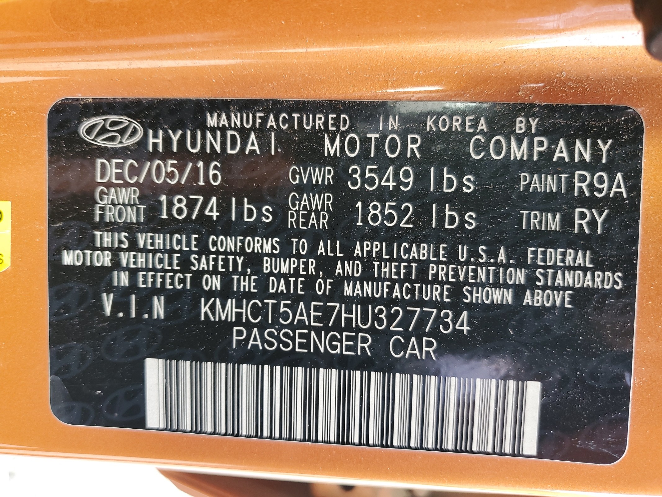 KMHCT5AE7HU327734 2017 Hyundai Accent Se