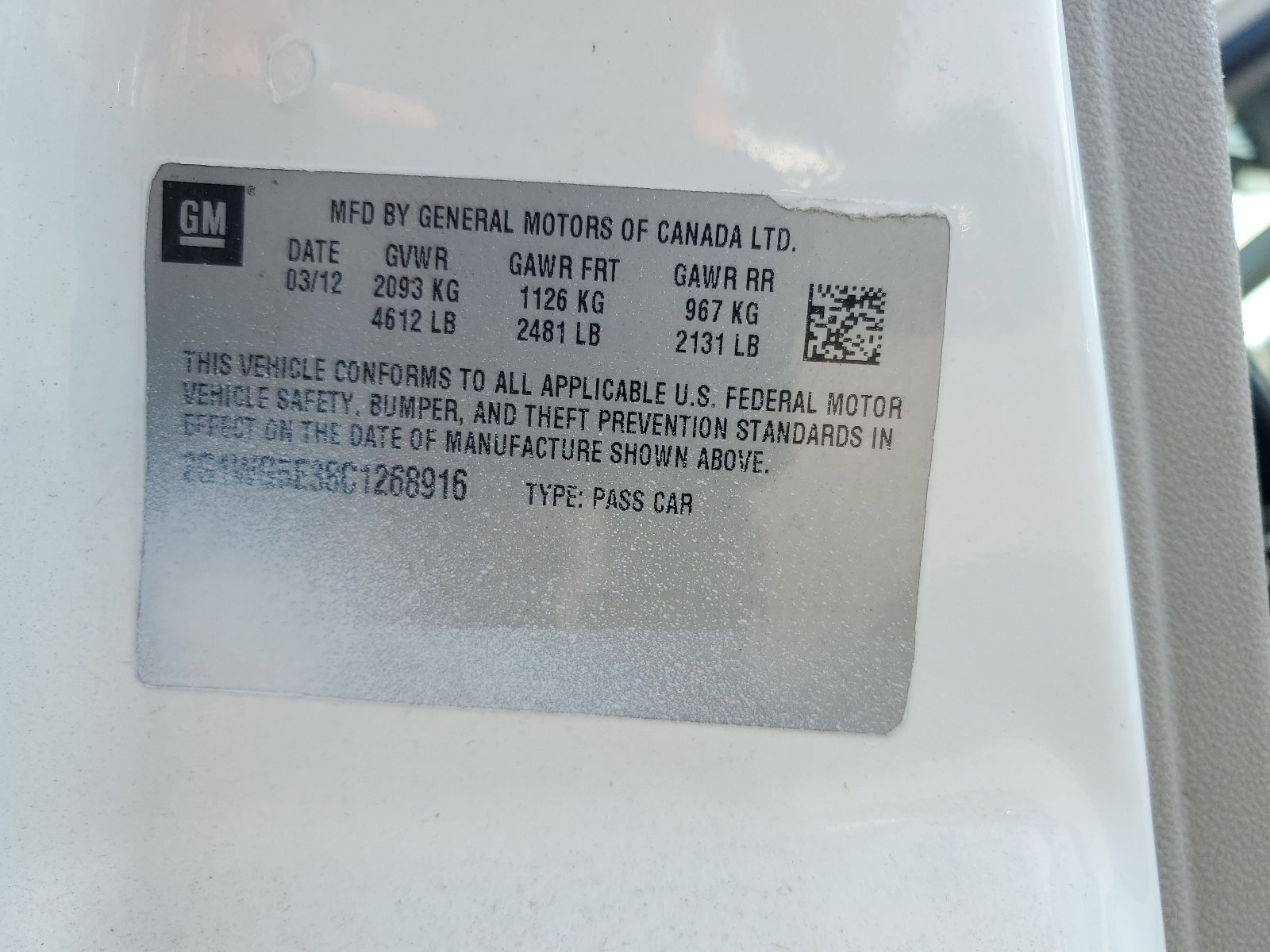 2G1WG5E38C1268916 2012 Chevrolet Impala Lt