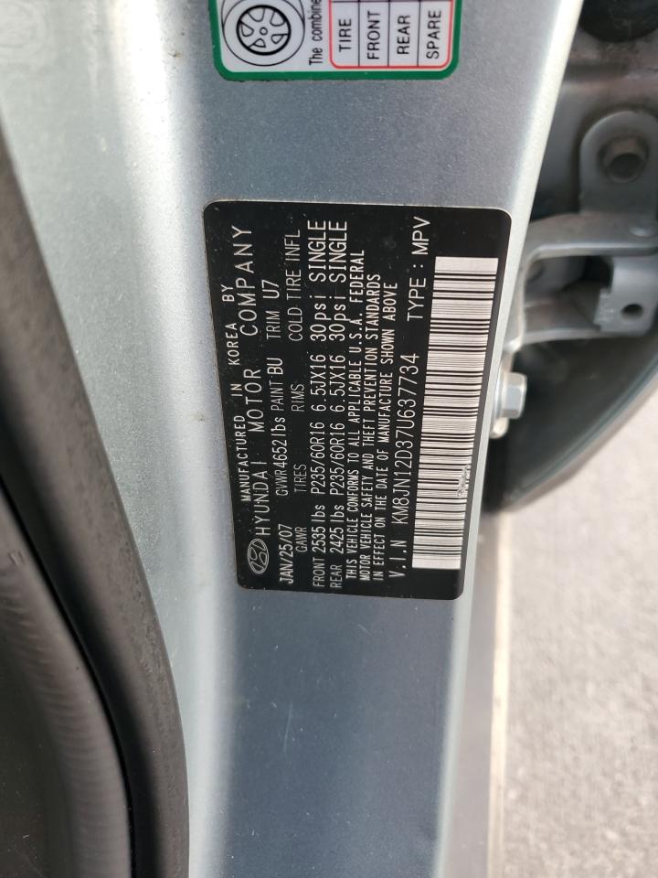 2007 Hyundai Tucson Se VIN: KM8JN12D37U637734 Lot: 63727624