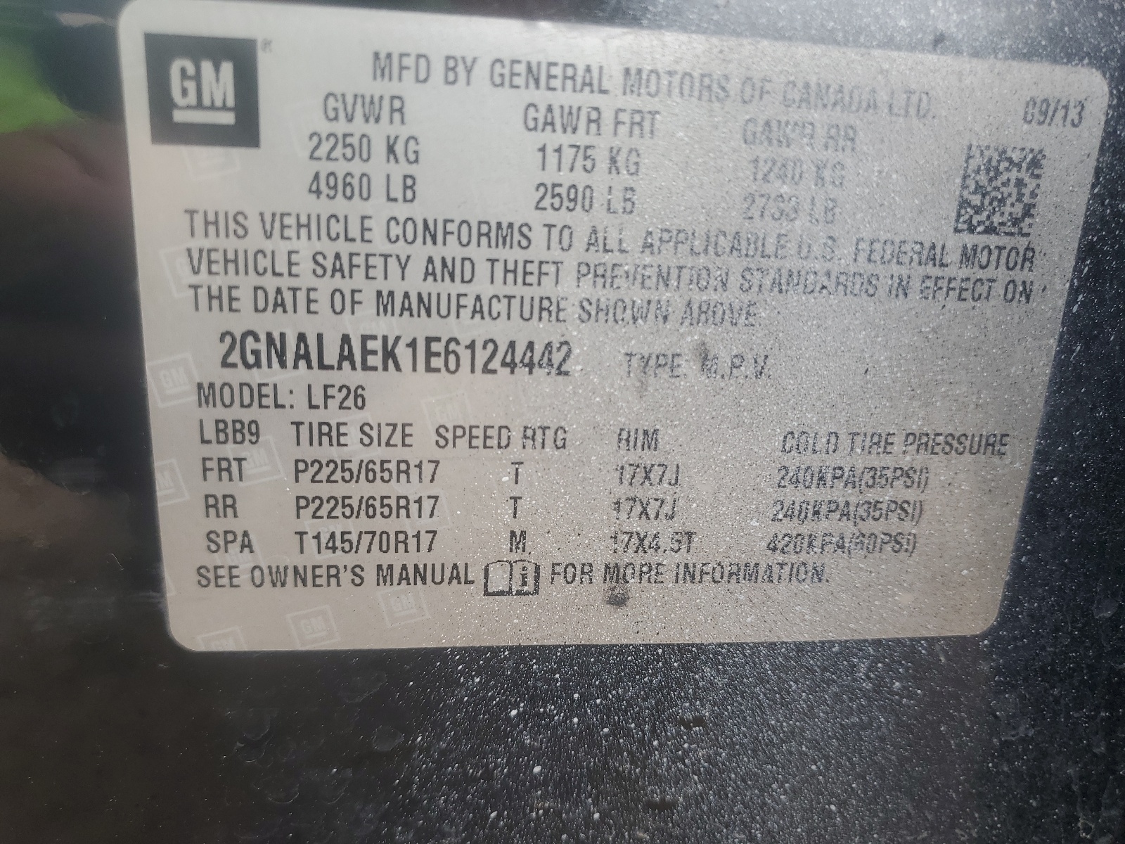 2GNALAEK1E6124442 2014 Chevrolet Equinox Ls