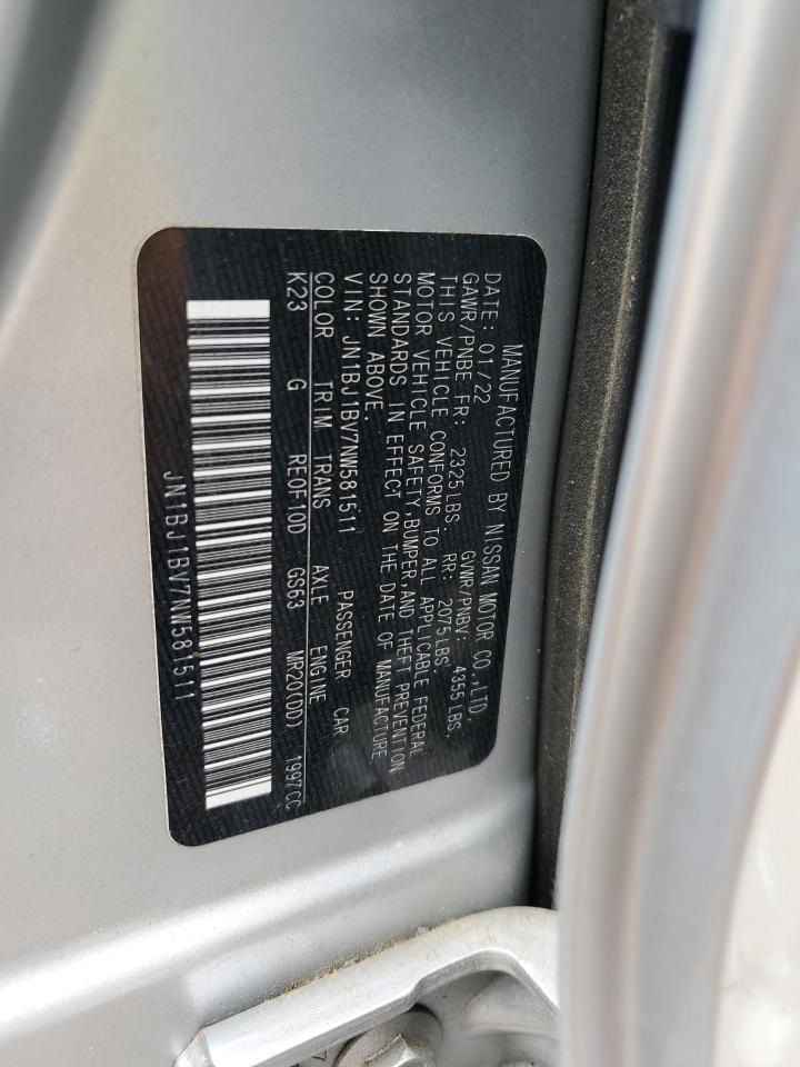 2022 Nissan Rogue Sport Sv VIN: JN1BJ1BV7NW581511 Lot: 62538384