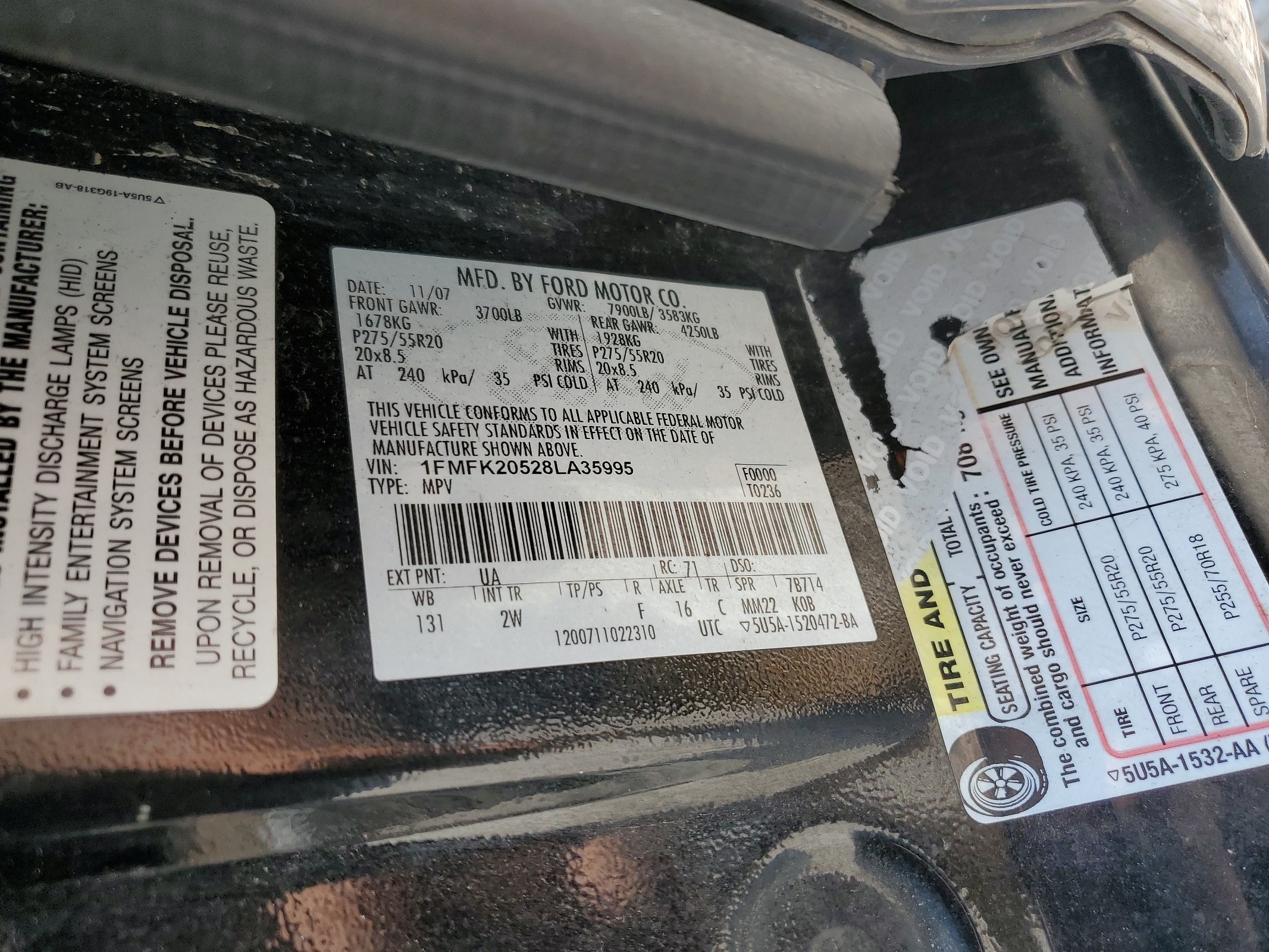 1FMFK20528LA35995 2008 Ford Expedition El Limited