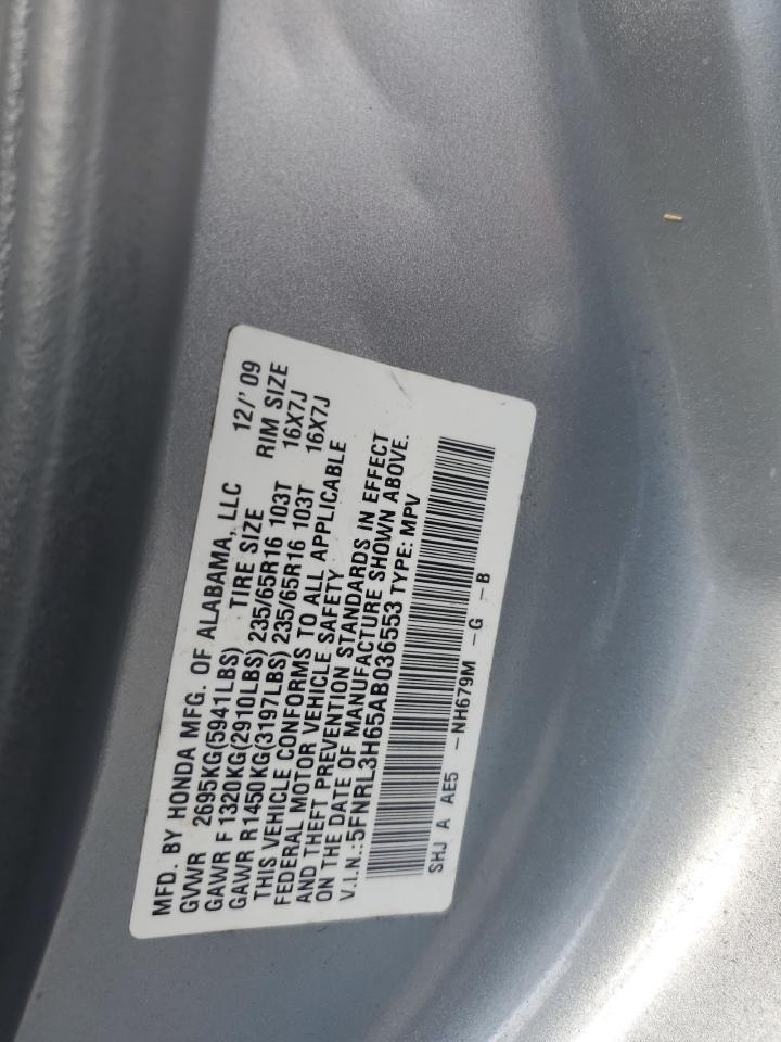 5FNRL3H65AB036553 2010 Honda Odyssey Exl