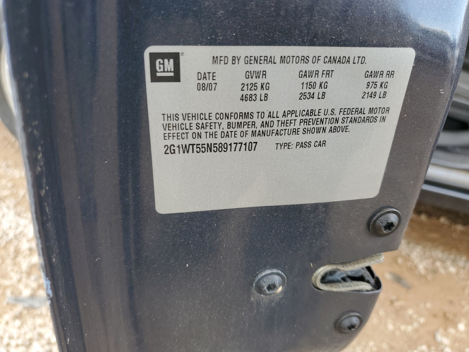 2G1WT55N589177107 2008 Chevrolet Impala Lt