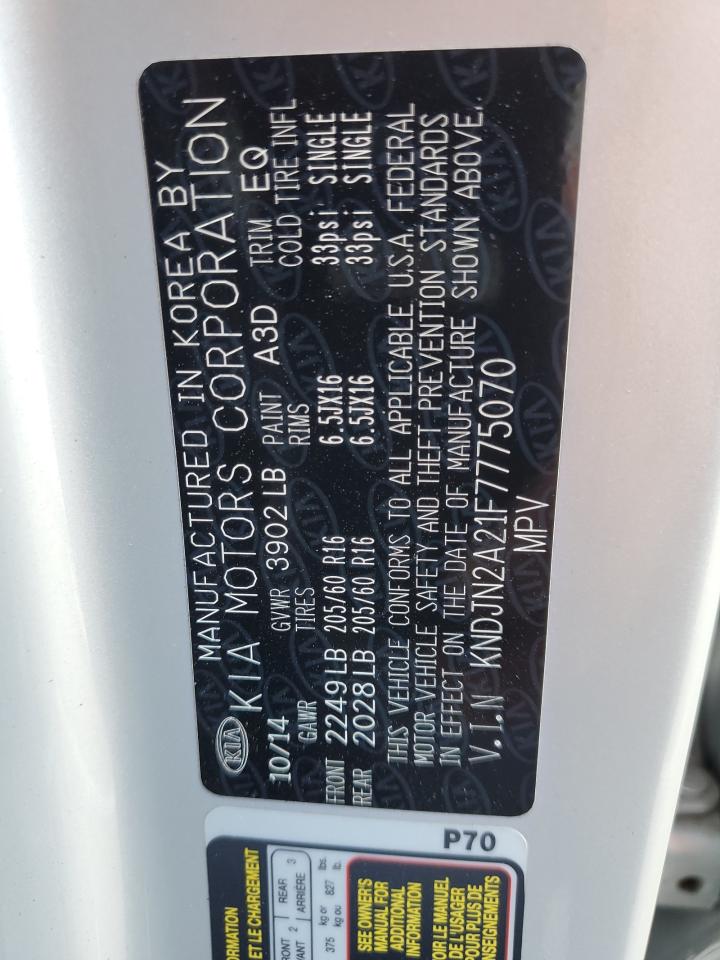 2015 Kia Soul VIN: KNDJN2A21F7775070 Lot: 64219834