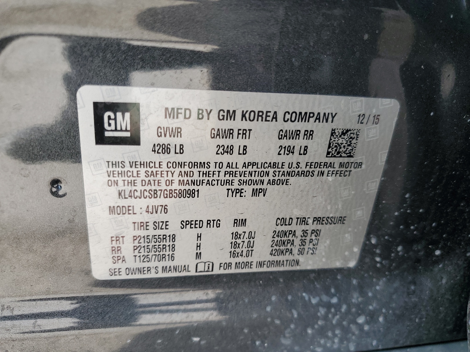 KL4CJCSB7GB580981 2016 Buick Encore