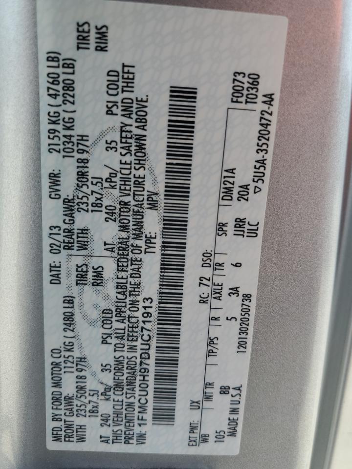 2013 Ford Escape Sel VIN: 1FMCU0H97DUC71913 Lot: 64316354