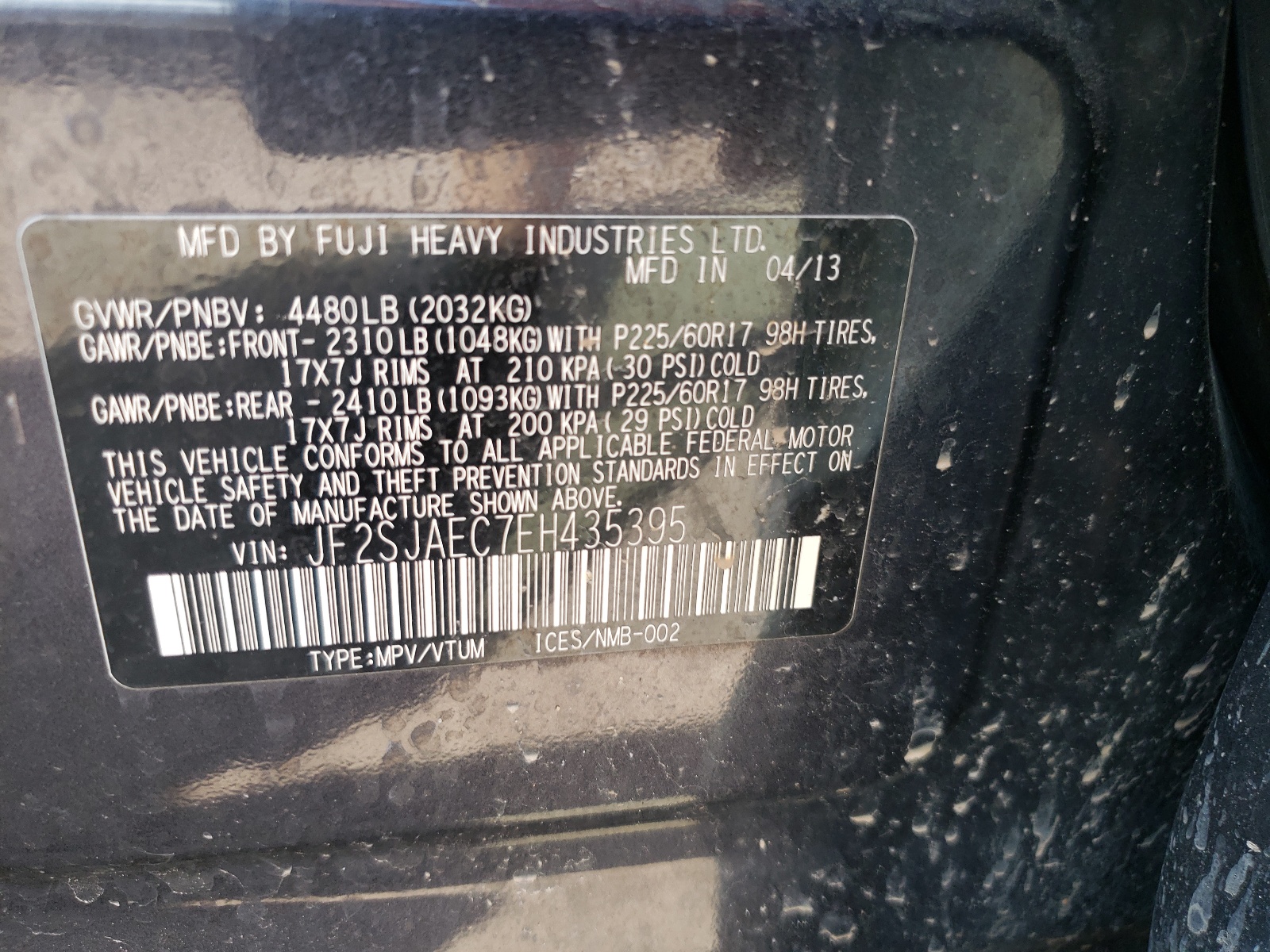 JF2SJAEC7EH435395 2014 Subaru Forester 2.5I Premium