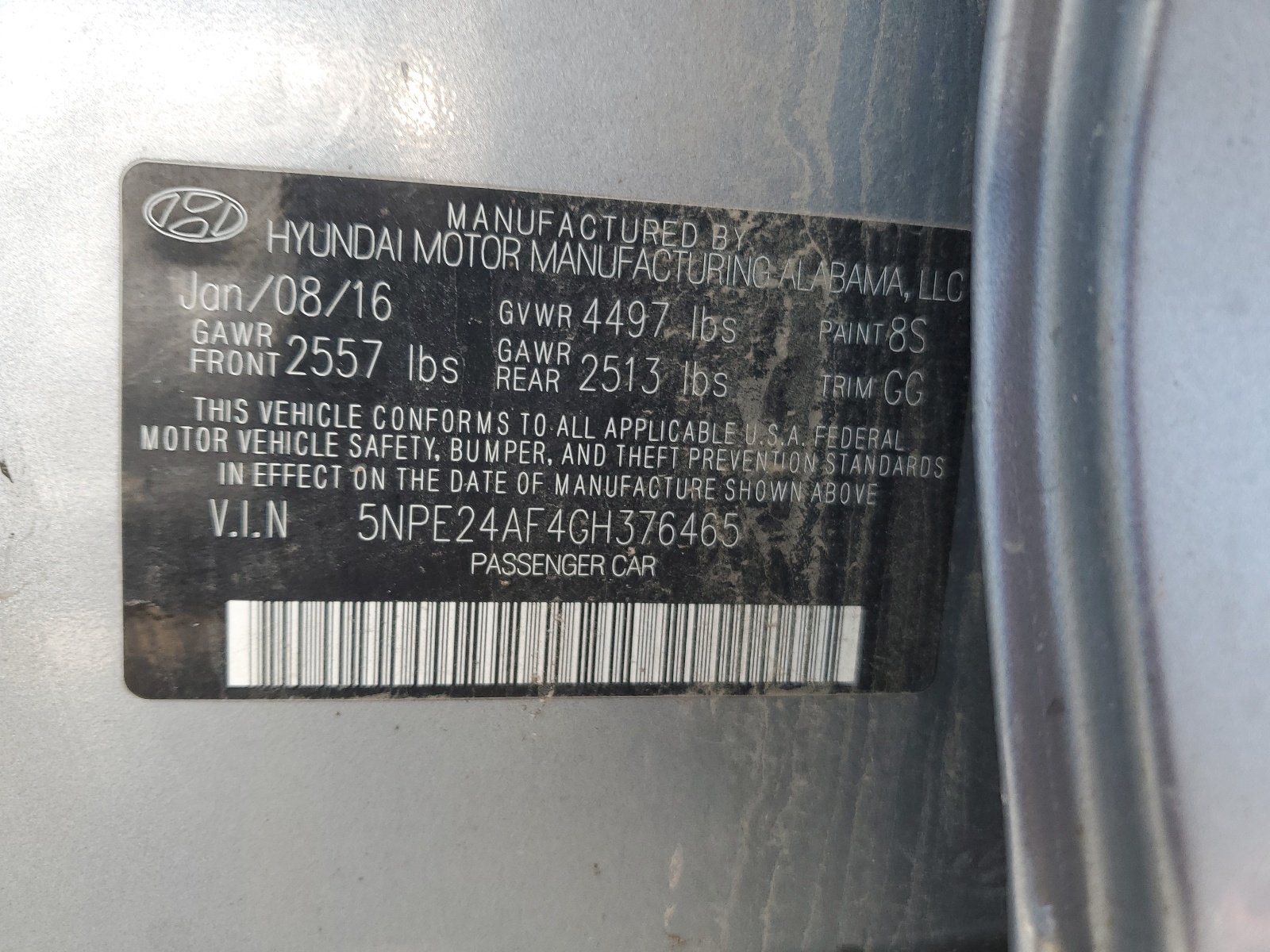 5NPE24AF4GH376465 2016 Hyundai Sonata Se