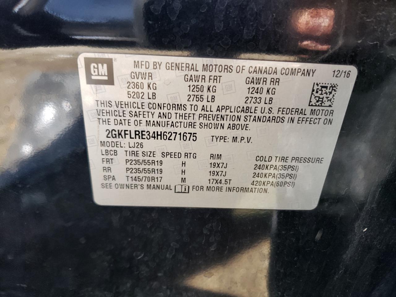 2017 GMC Terrain Denali VIN: 2GKFLRE34H6271675 Lot: 61046724