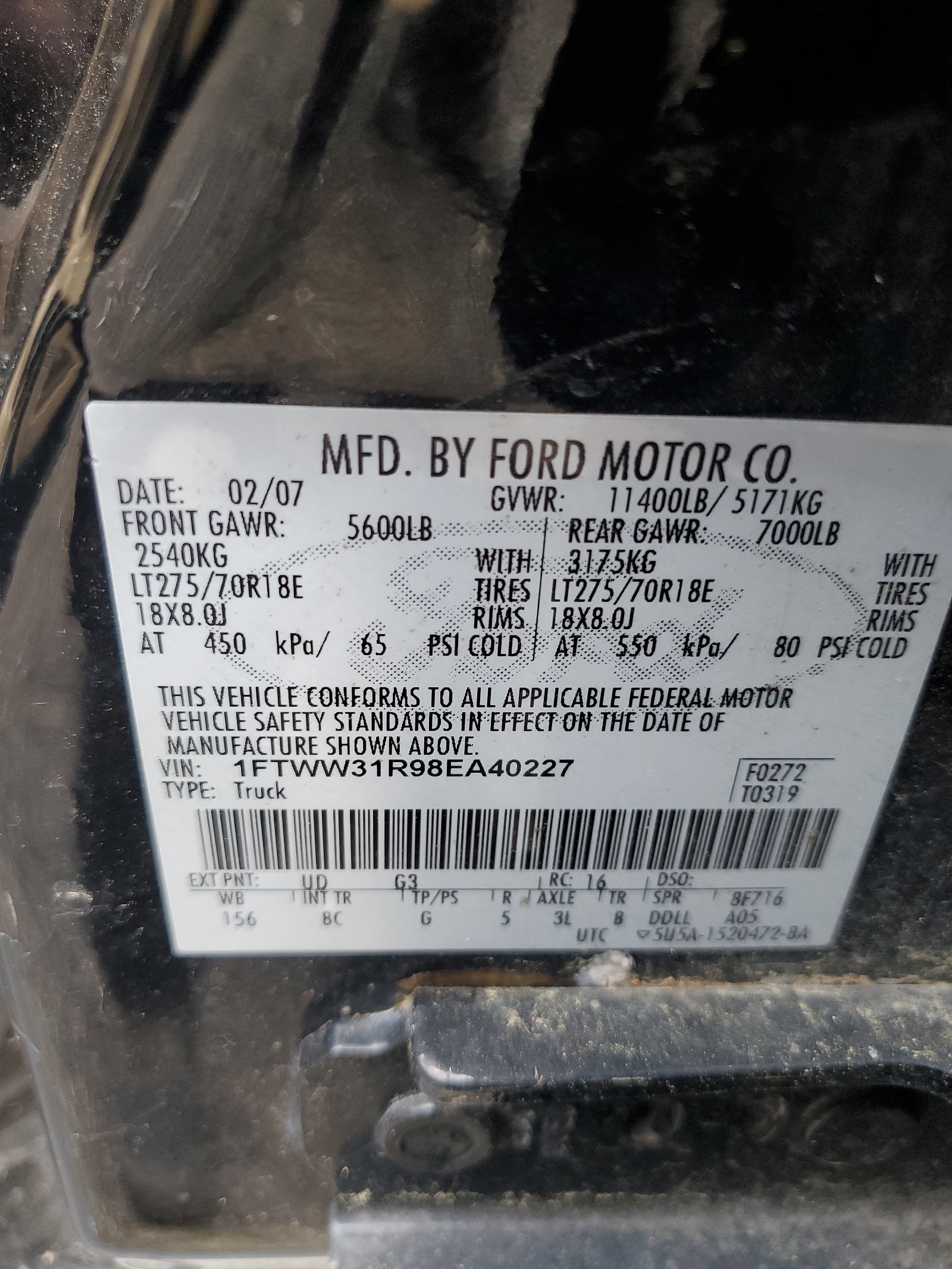 1FTWW31R98EA40227 2008 Ford F350 Srw Super Duty