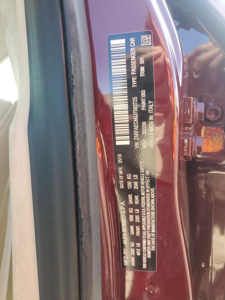 2018 Alfa Romeo Giulia Ti VIN: ZARFAECN0J7593725 Lot: 63822014