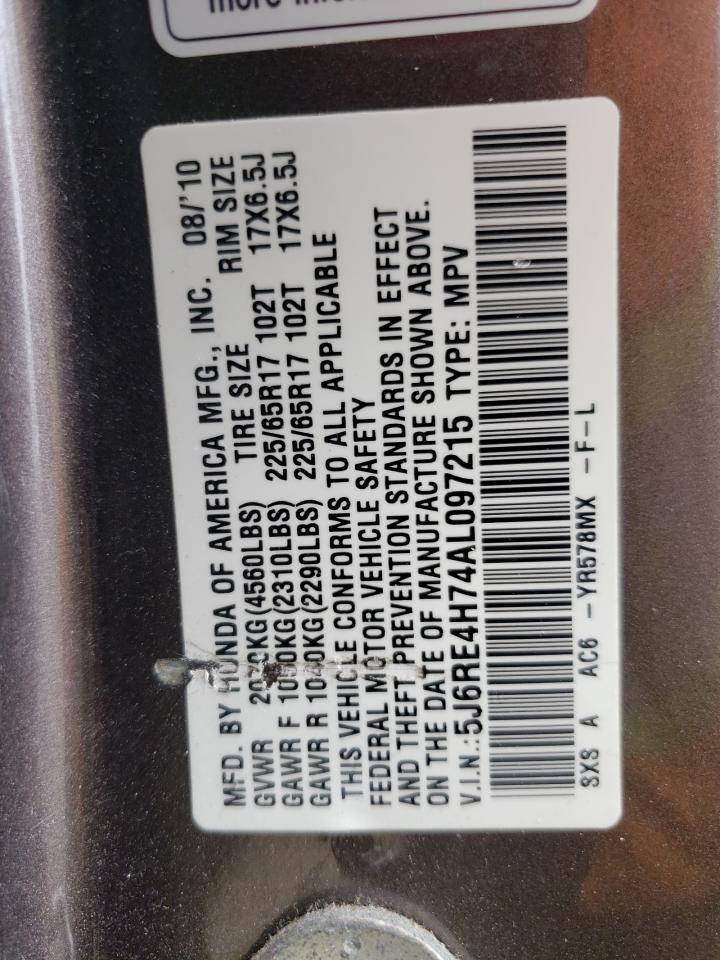 2010 Honda Cr-V Exl VIN: 5J6RE4H74AL097215 Lot: 63868914