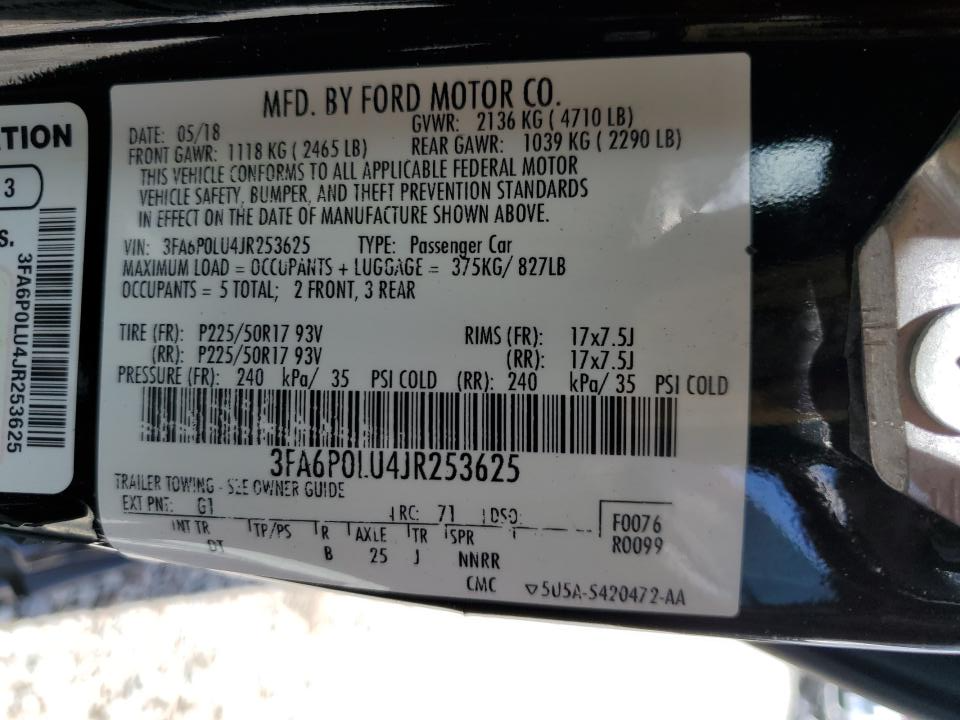 3FA6P0LU4JR253625 2018 Ford Fusion Se Hybrid