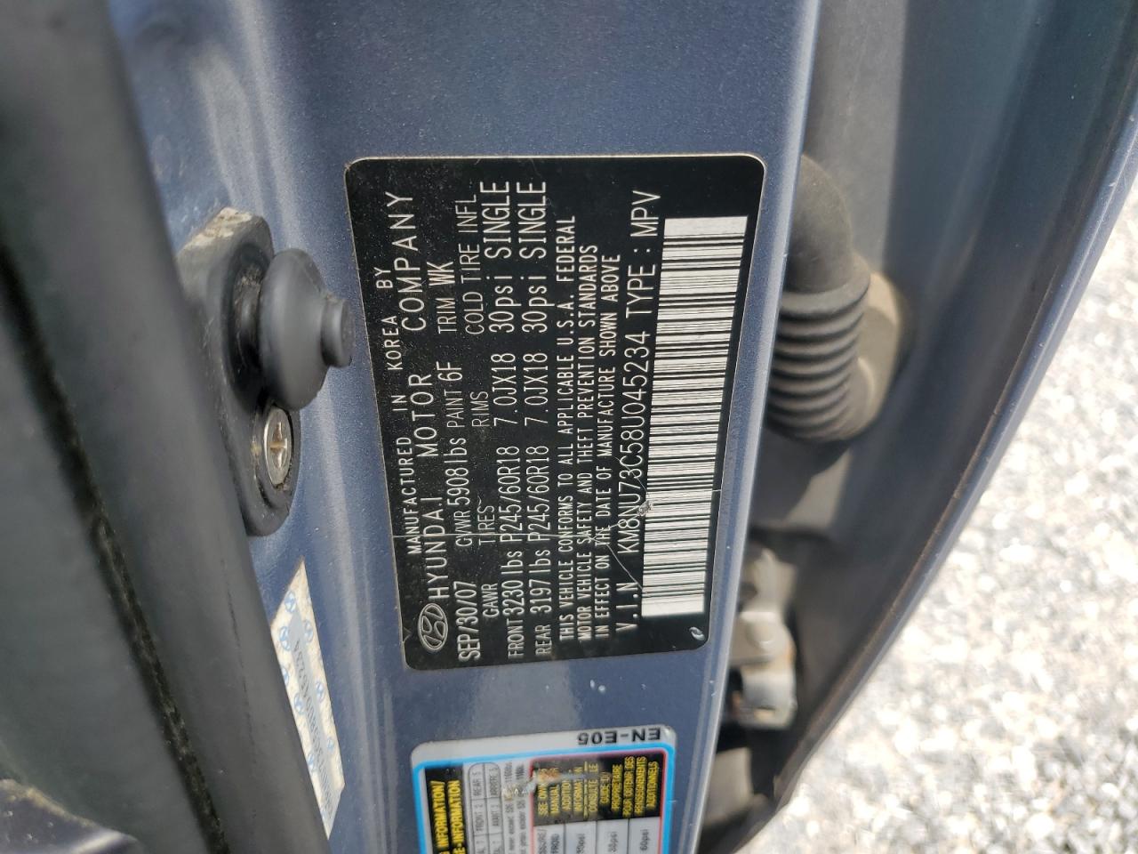 2008 Hyundai Veracruz Gls VIN: KM8NU73C58U045234 Lot: 63260634