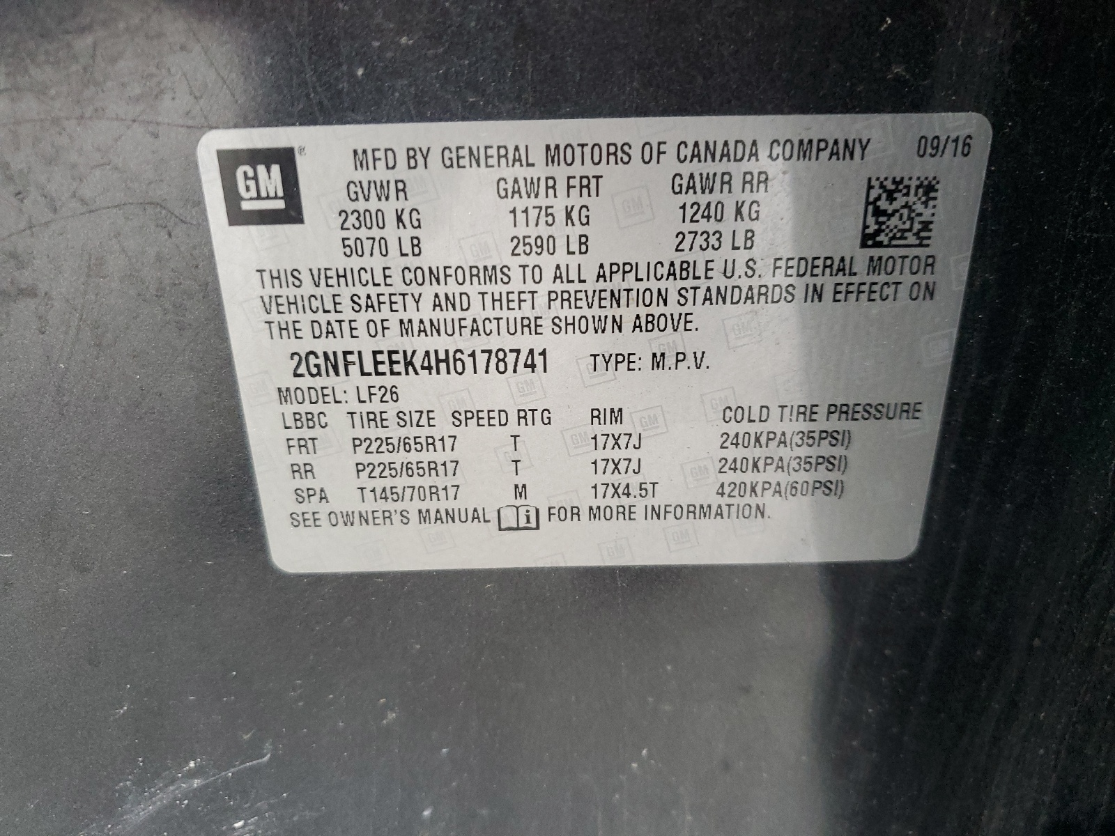 2GNFLEEK4H6178741 2017 Chevrolet Equinox Ls