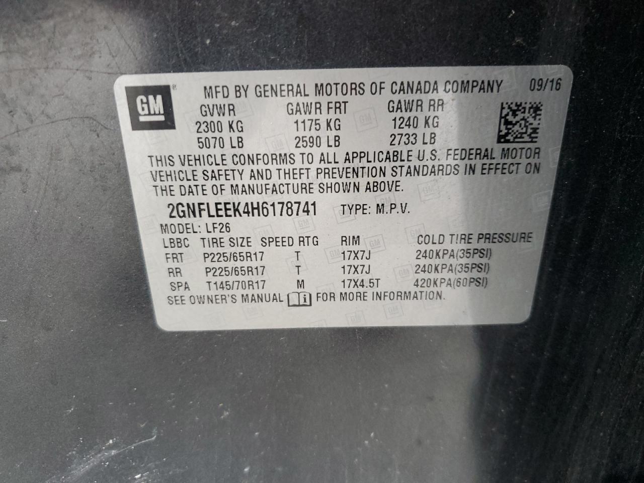 2017 Chevrolet Equinox Ls VIN: 2GNFLEEK4H6178741 Lot: 63406524