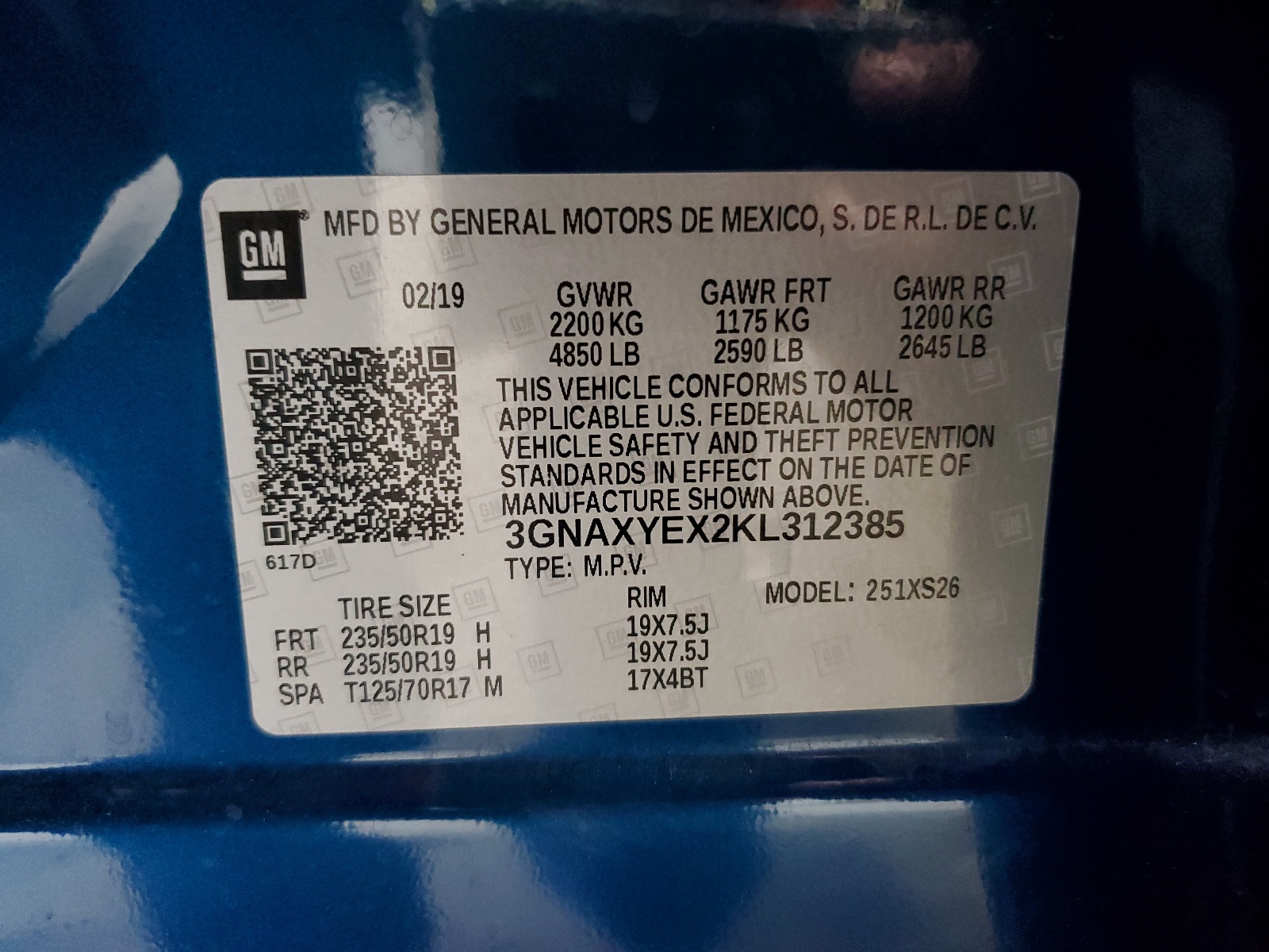 3GNAXYEX2KL312385 2019 Chevrolet Equinox Premier