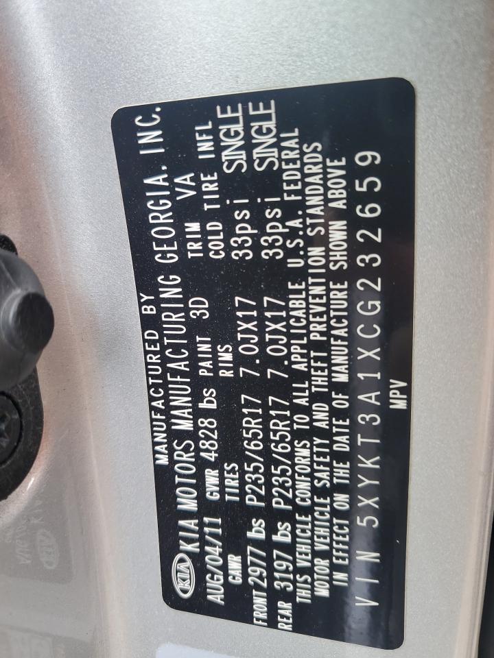 2012 Kia Sorento Base VIN: 5XYKT3A1XCG232659 Lot: 64152754