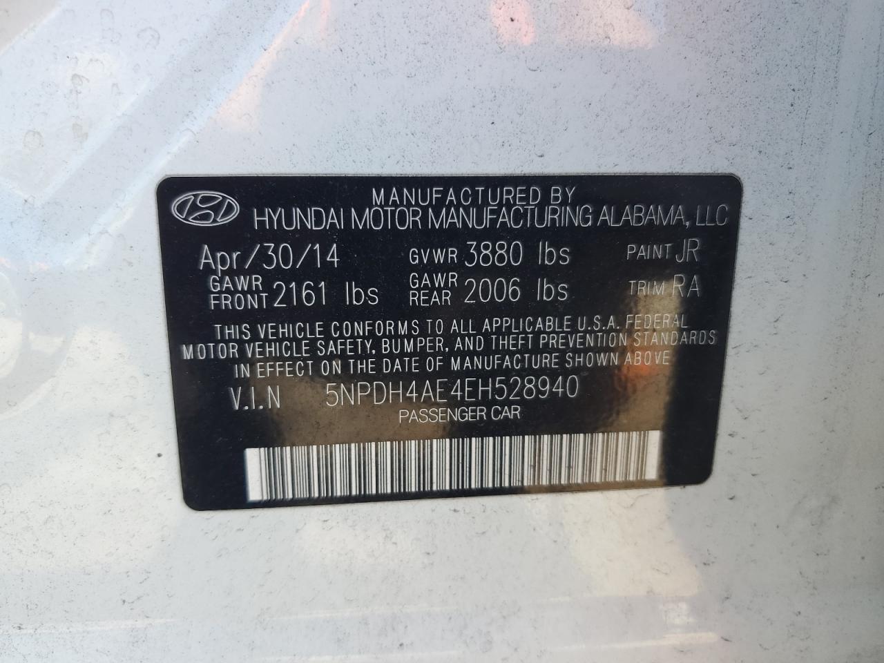 5NPDH4AE4EH528940 2014 Hyundai Elantra Se