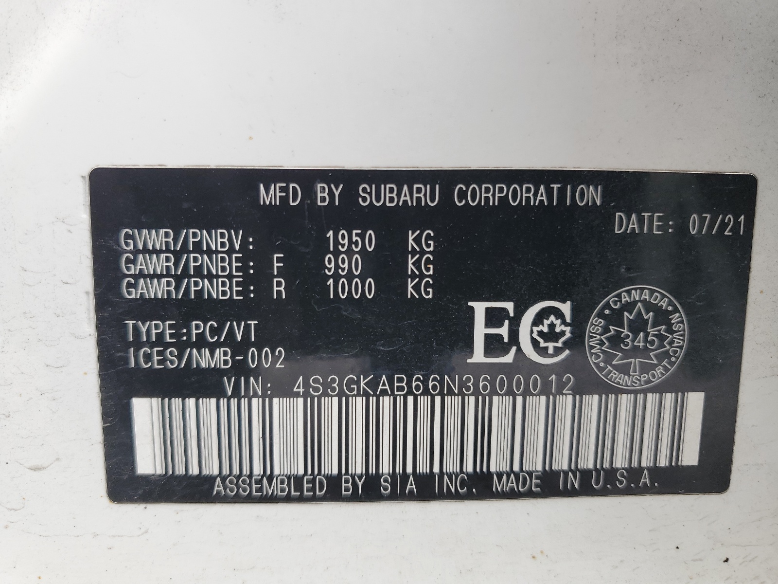 4S3GKAB66N3600012 2022 Subaru Impreza