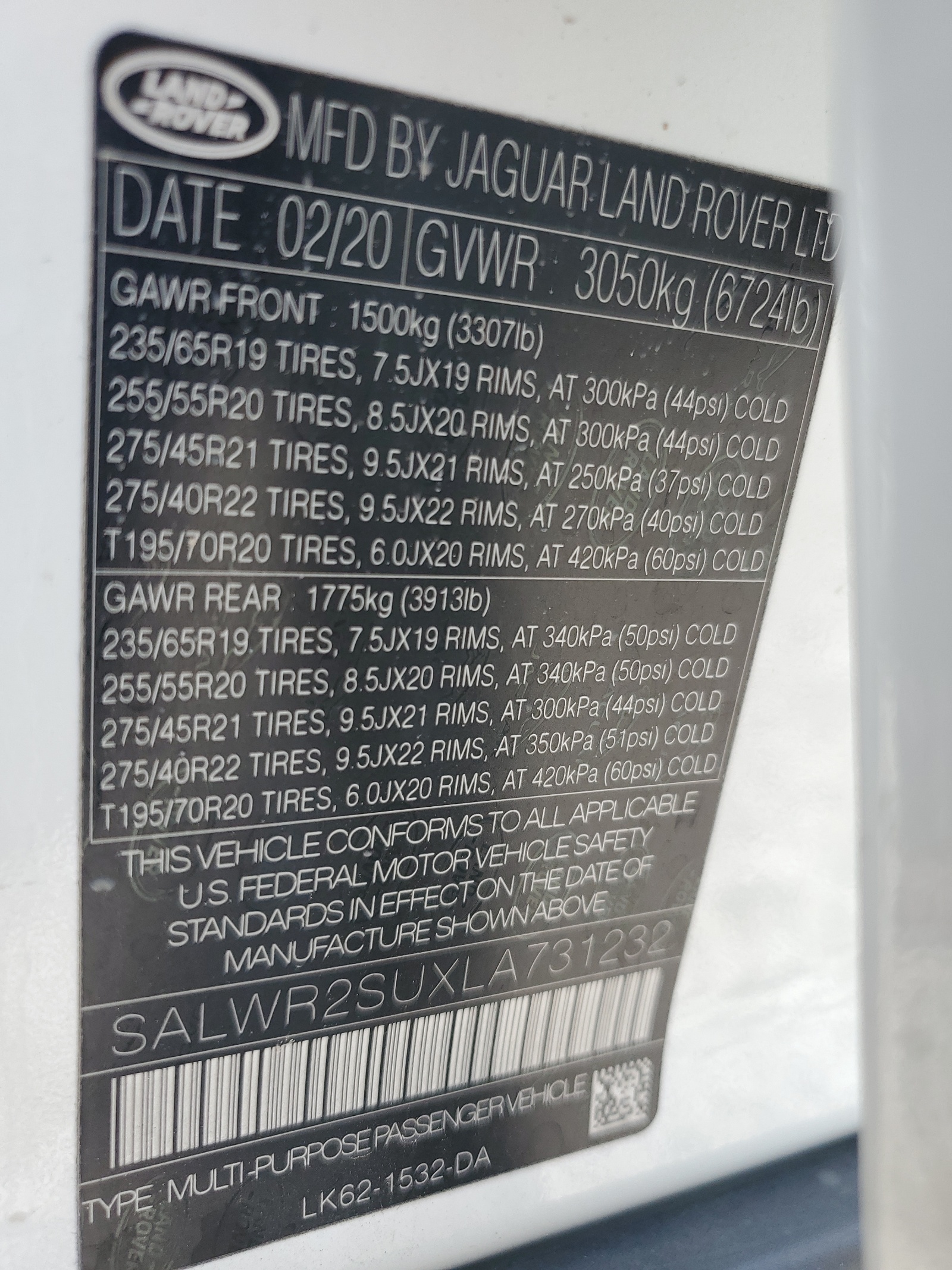 SALWR2SUXLA731232 2020 Land Rover Range Rover Sport Hse