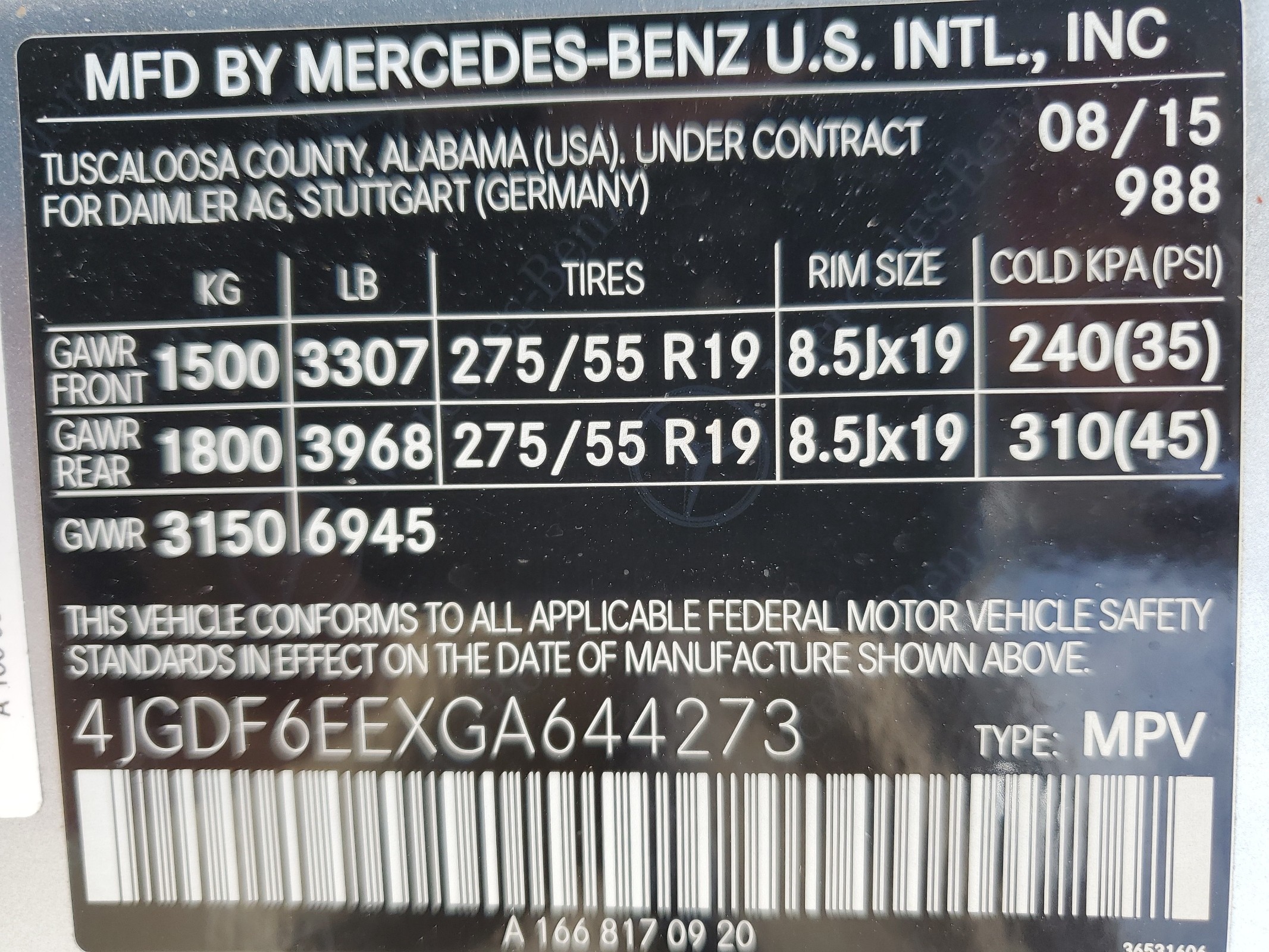 4JGDF6EEXGA644273 2016 Mercedes-Benz Gl 450 4Matic