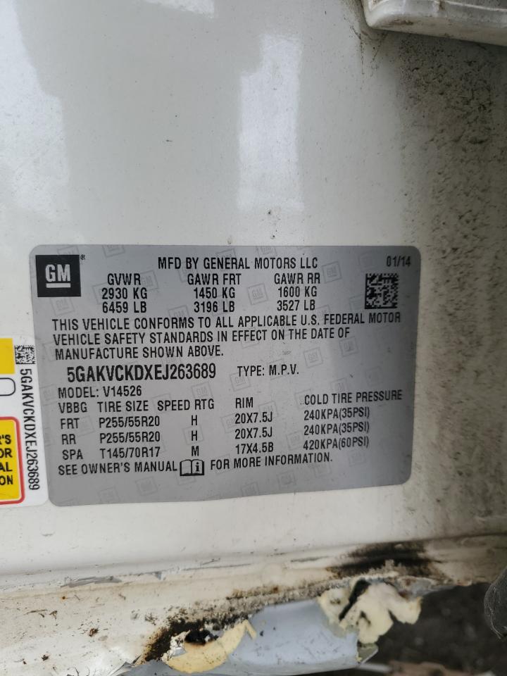 2014 Buick Enclave VIN: 5GAKVCKDXEJ263689 Lot: 62711194