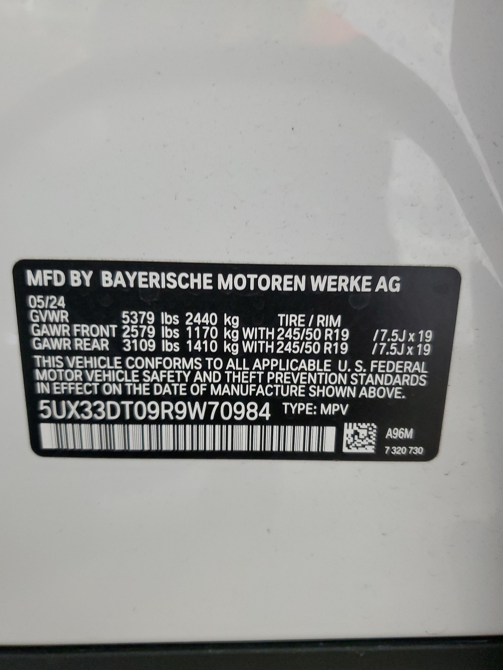 5UX33DT09R9W70984 2024 BMW X4 xDrive30I