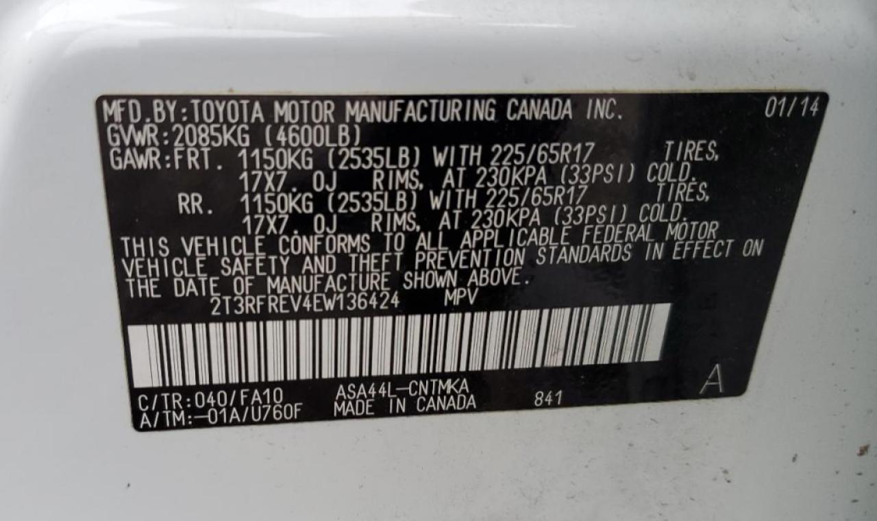 2014 Toyota Rav4 Xle VIN: 2T3RFREV4EW136424 Lot: 65015904