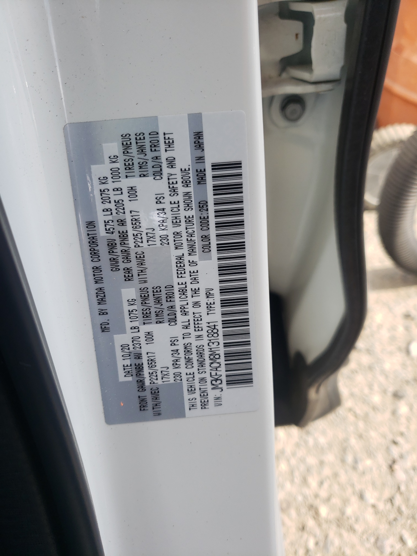 JM3KFACM8M1318841 2021 Mazda Cx-5 Touring