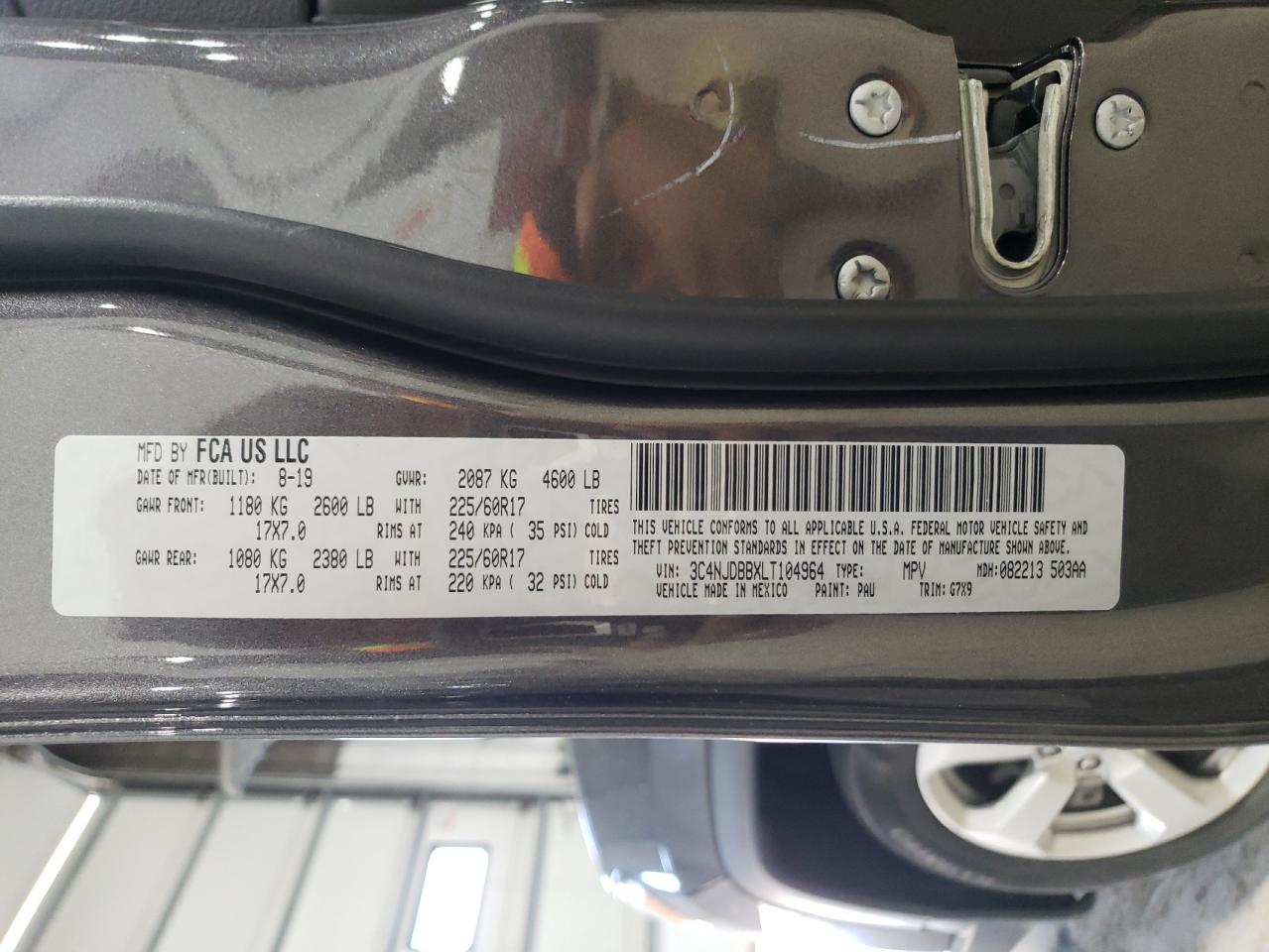 2020 Jeep Compass Latitude VIN: 3C4NJDBBXLT104964 Lot: 62044114