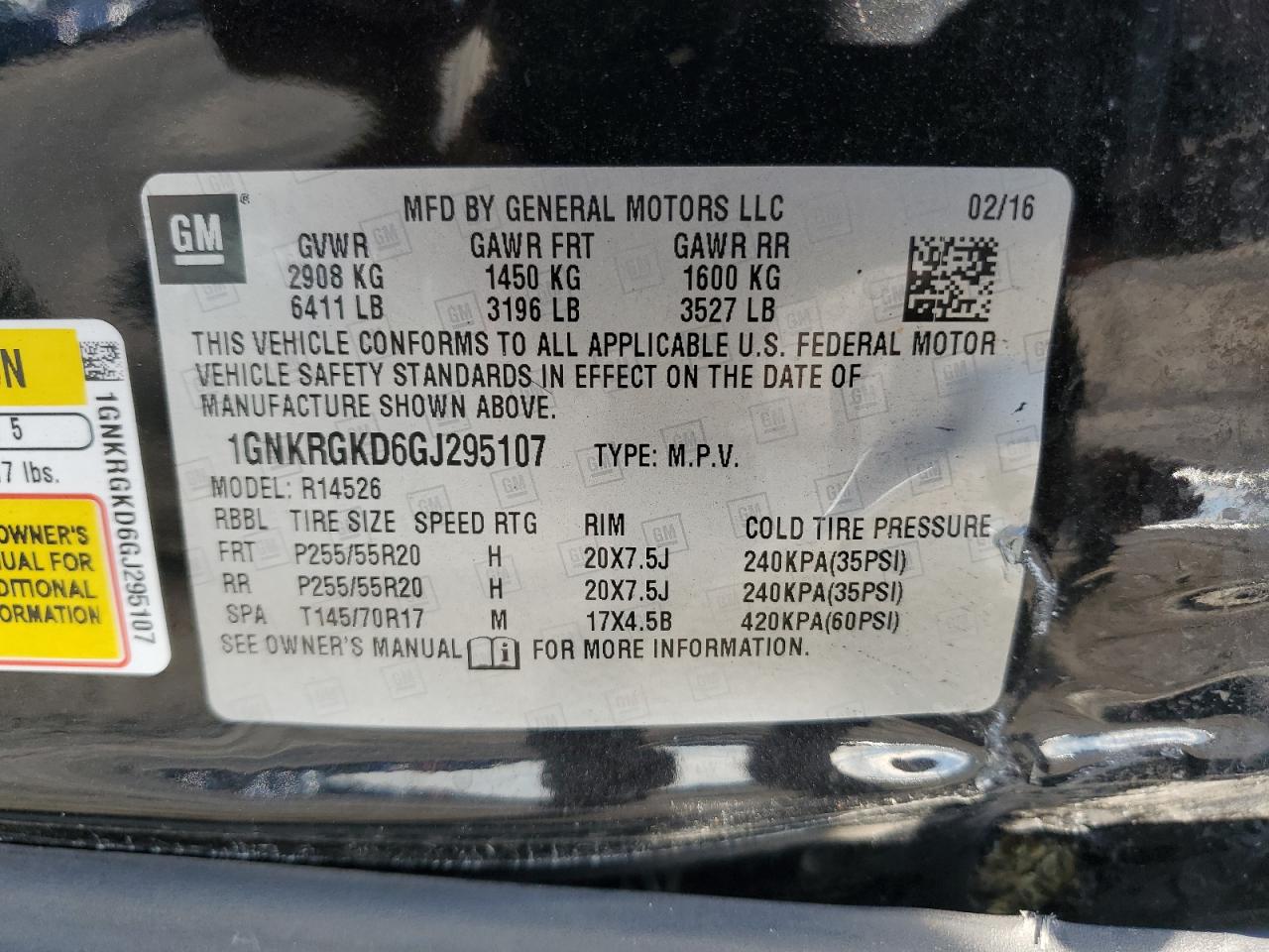 1GNKRGKD6GJ295107 CHEVROLET TRAVERSE 2016