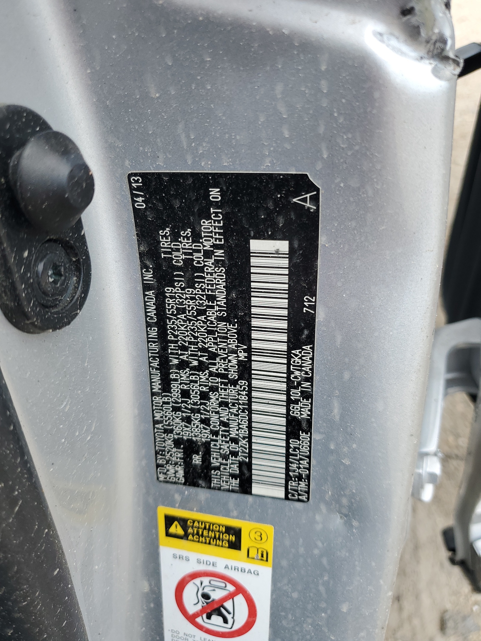 2T2ZK1BA6DC118459 2013 Lexus Rx 350