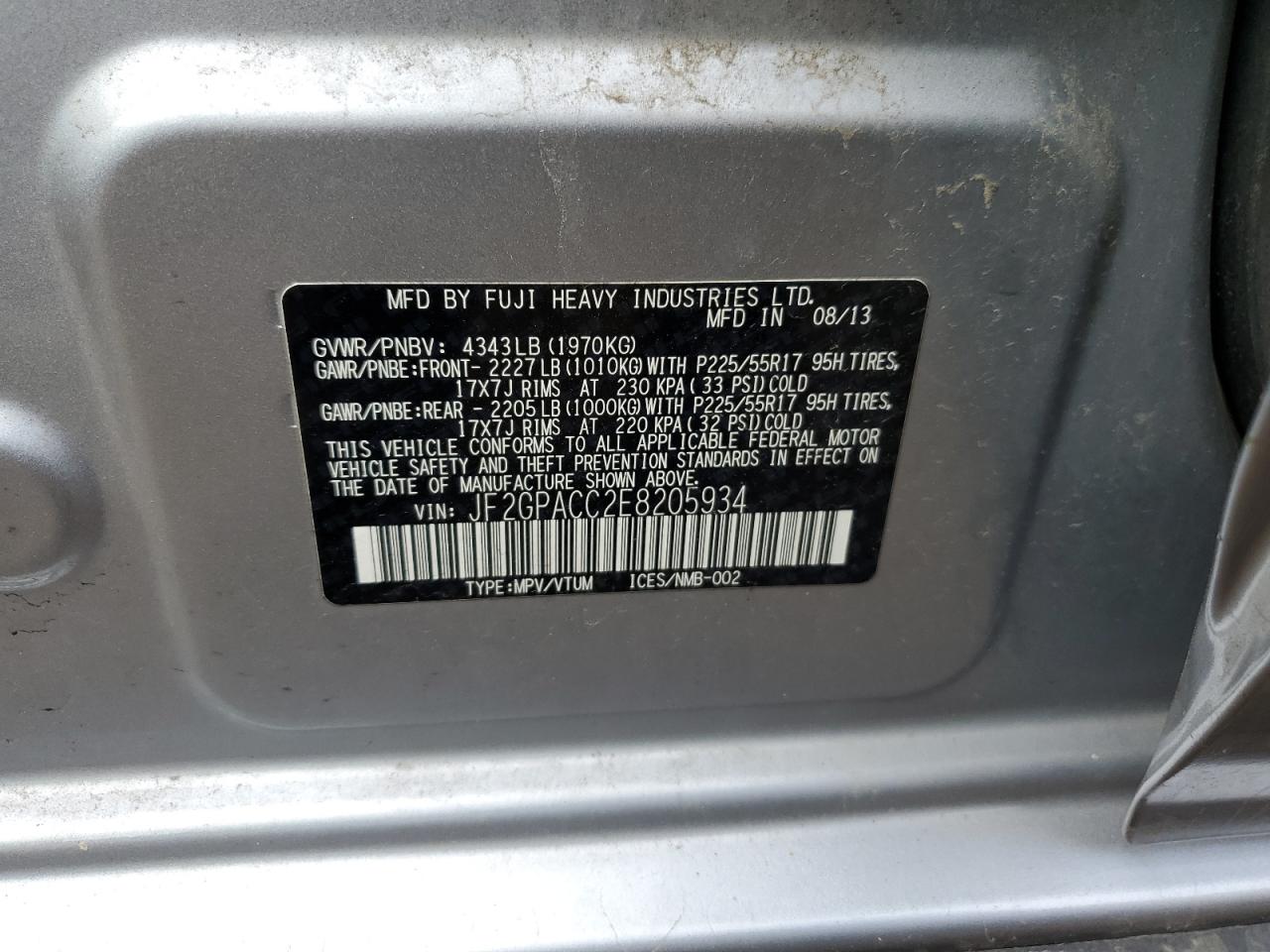 2014 Subaru Xv Crosstrek 2.0 Premium VIN: JF2GPACC2E8205934 Lot: 63436704