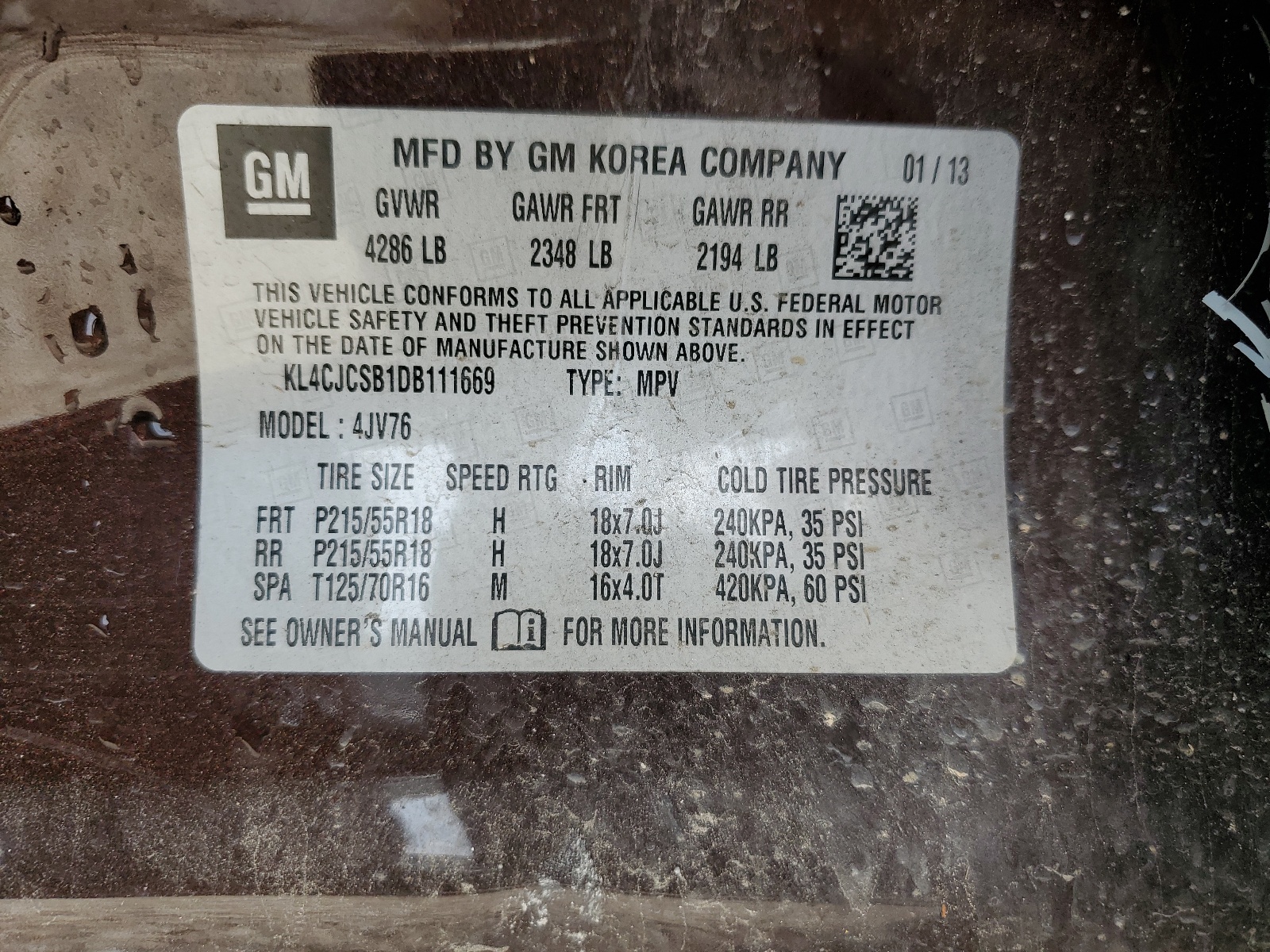 KL4CJCSB1DB111669 2013 Buick Encore