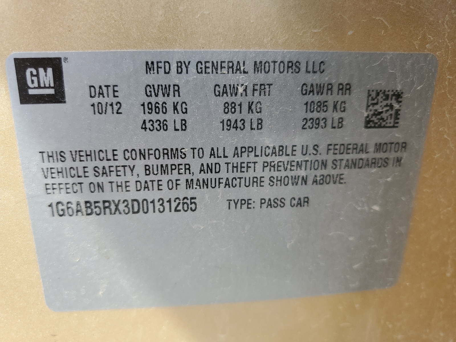 1G6AB5RX3D0131265 2013 Cadillac Ats Luxury