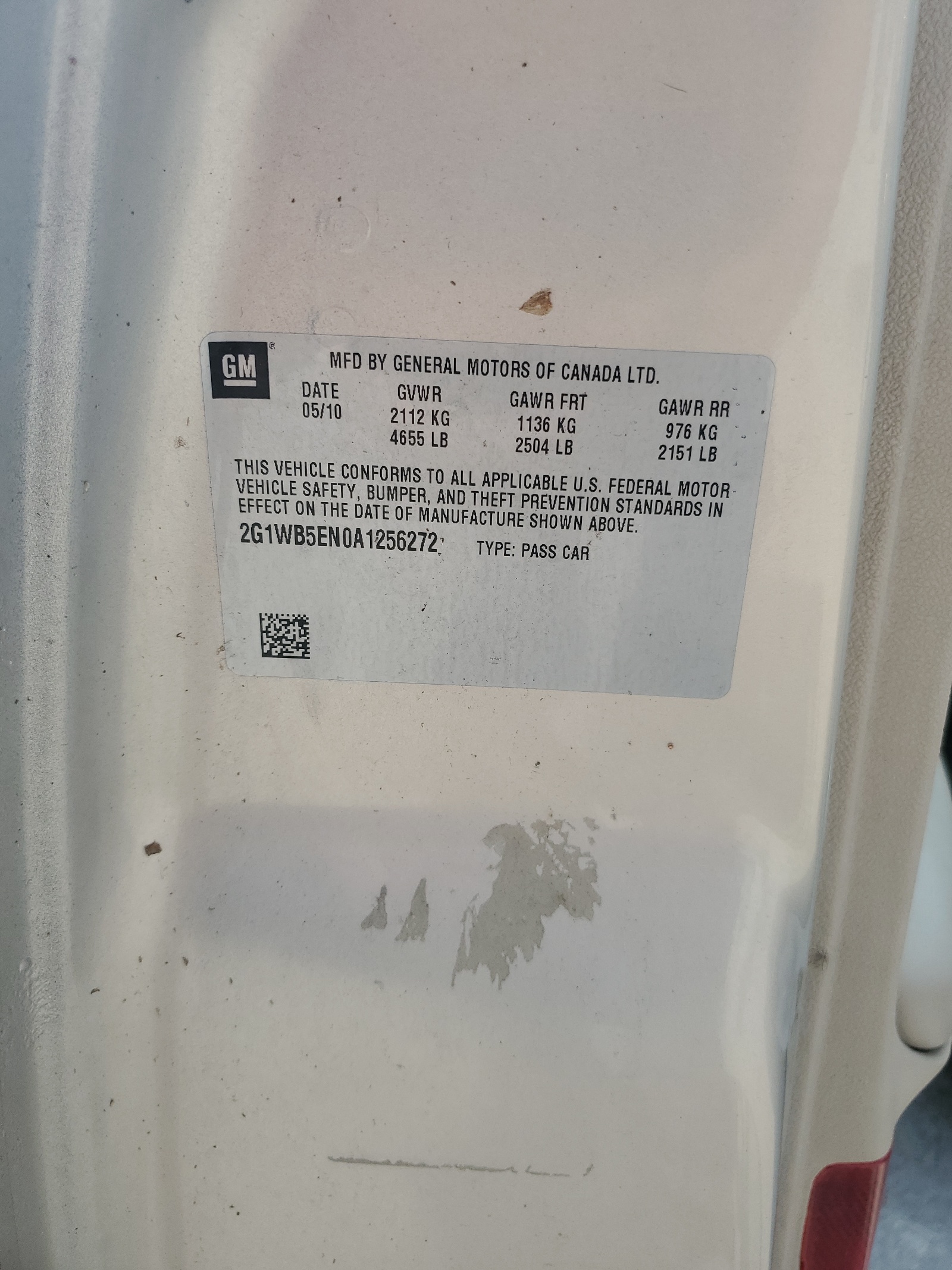 2G1WB5EN0A1256272 2010 Chevrolet Impala Lt