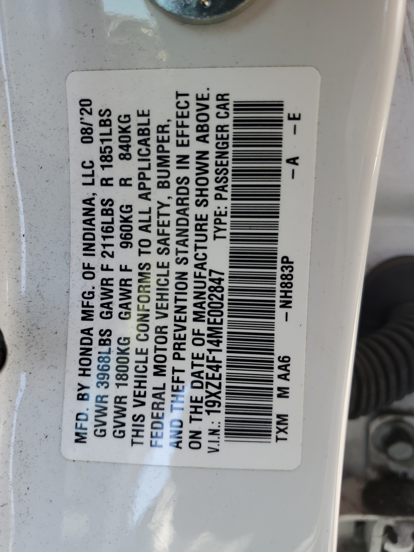 19XZE4F14ME002847 2021 Honda Insight Lx